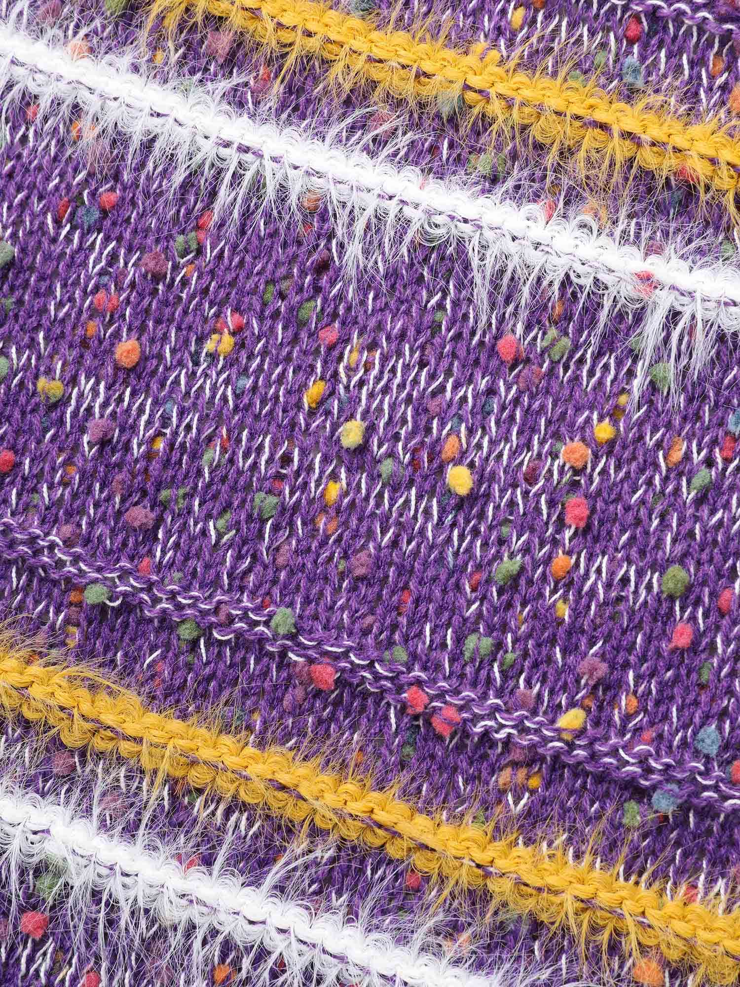 Striped Contrast Texture Fluffy Cardigan - Image 7