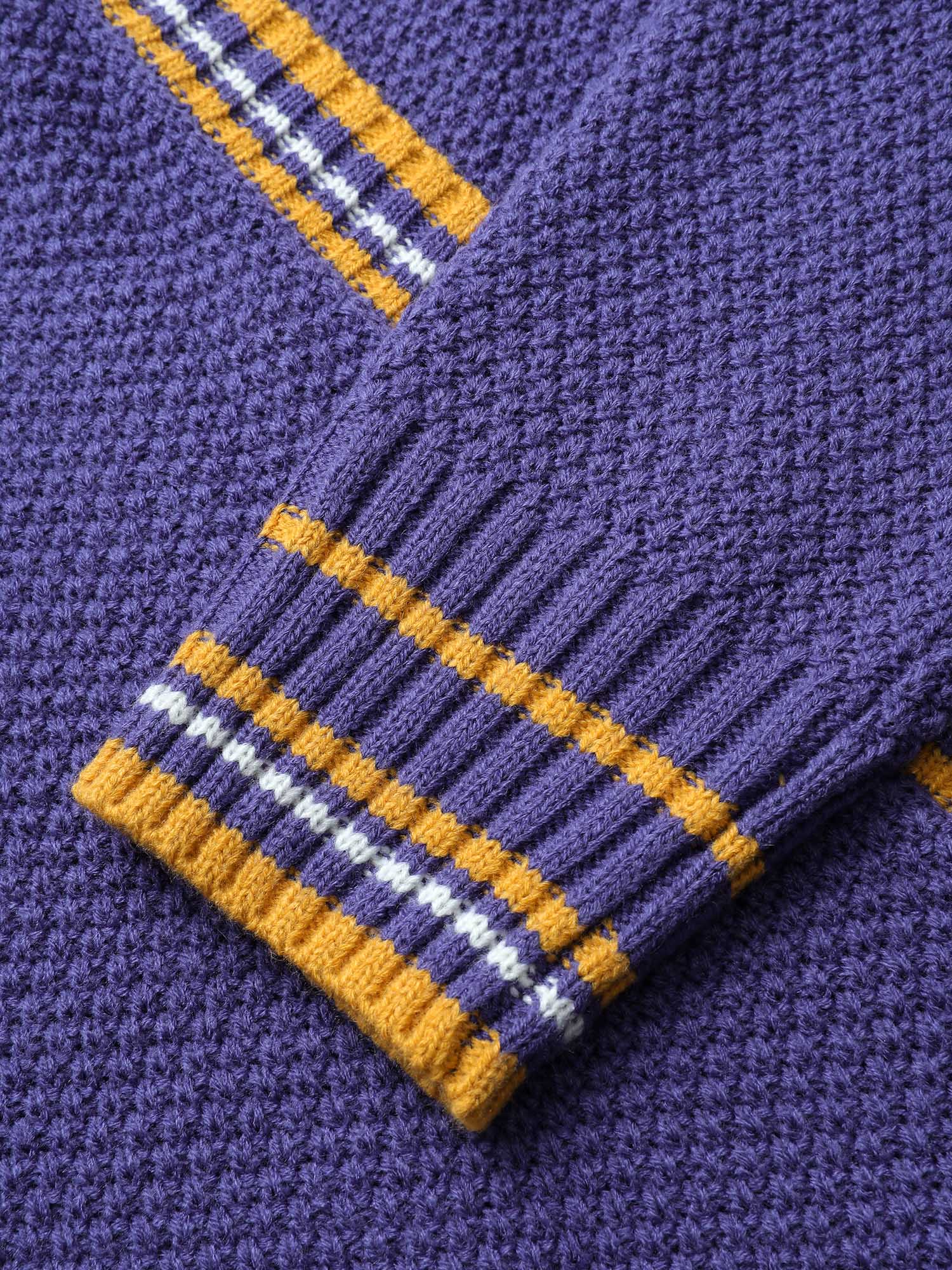 Striped Contrast Wrap Knit Pullover - Image 6