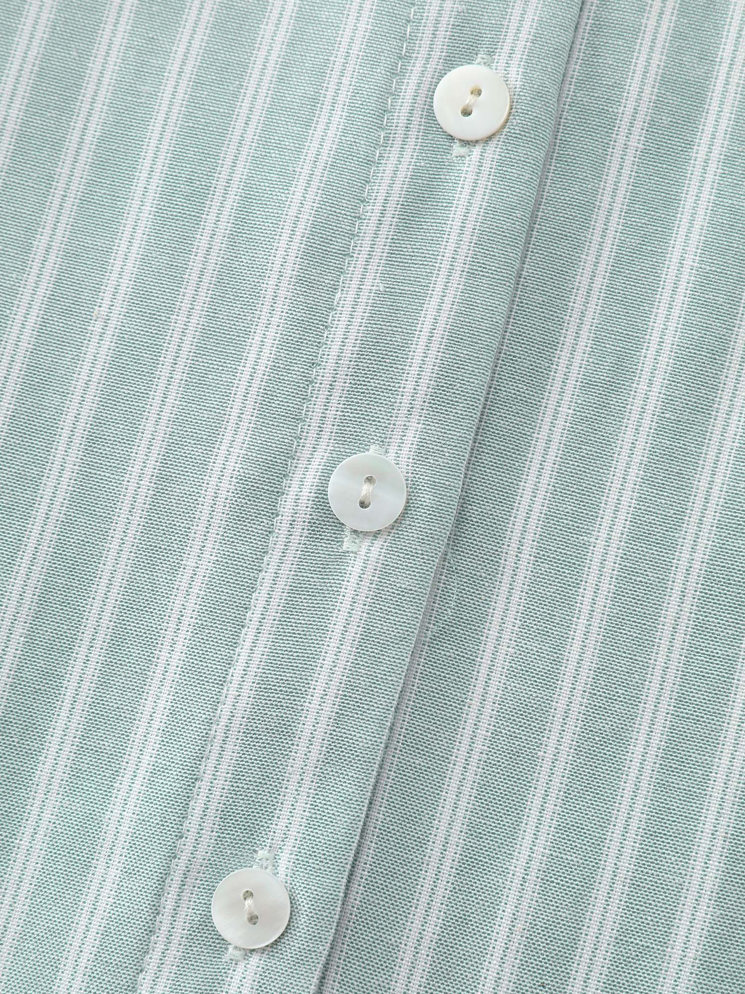 Striped Cut-Out Embroidery Blouse - Image 6