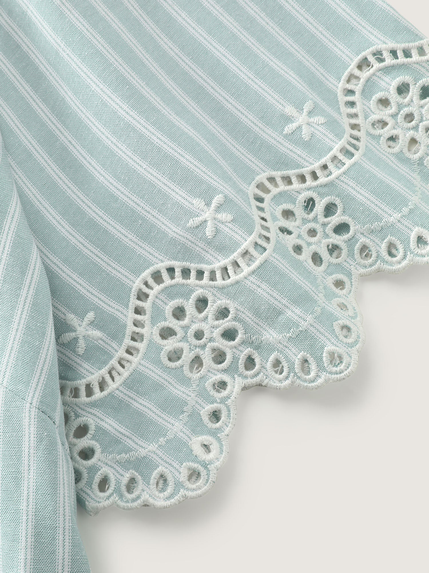 Striped Cut-Out Embroidery Blouse - Image 7