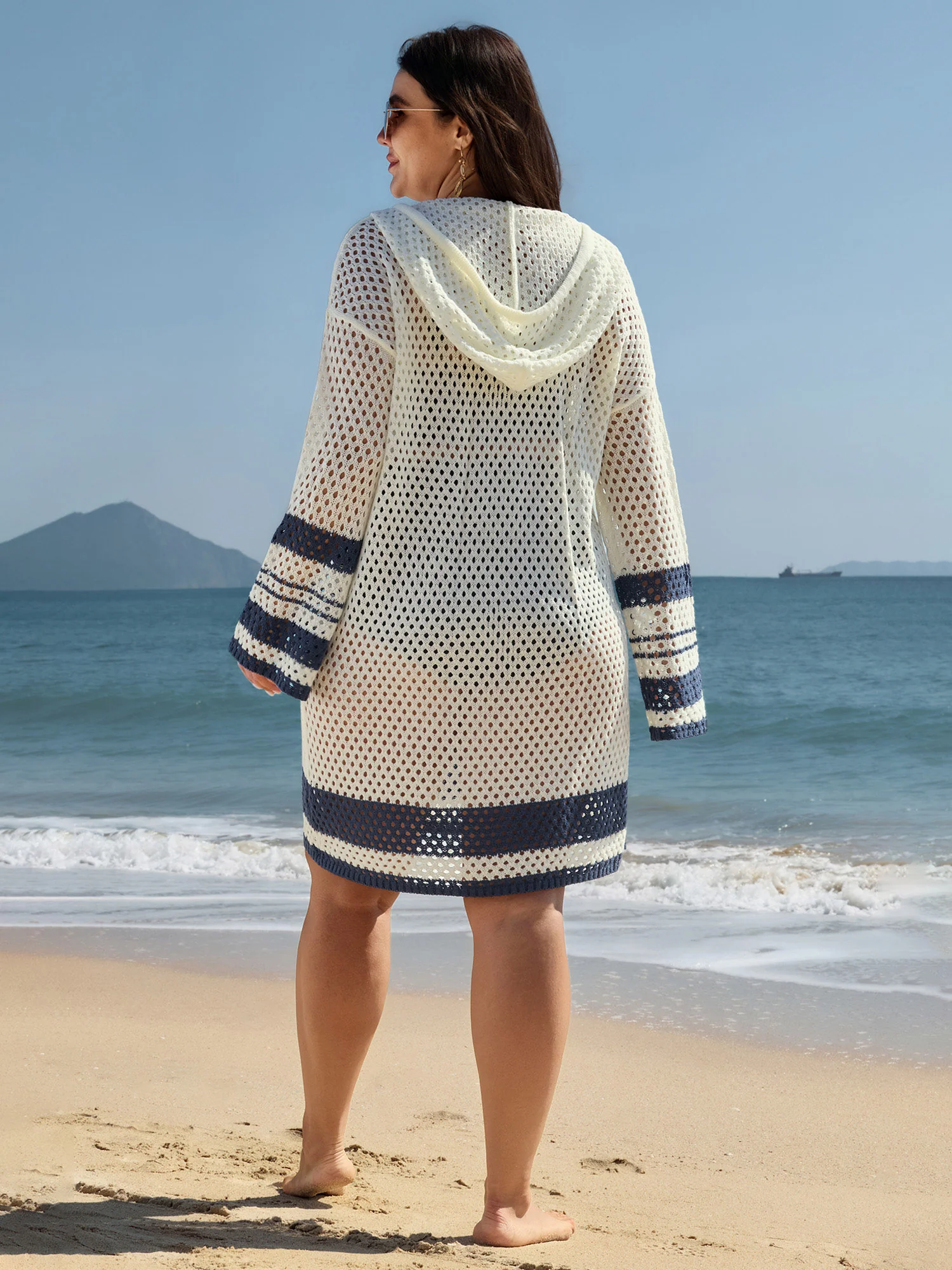 Striped Cut-Out Hooded Swim Cover-Up - Image 5