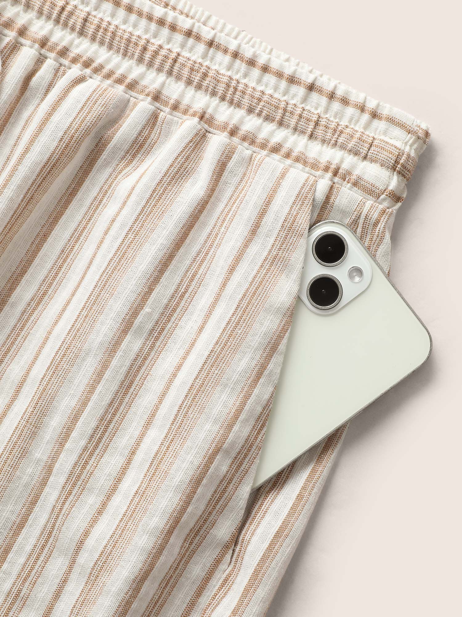 Striped Drawstring Mid Rise Wide Leg Pants - Image 6