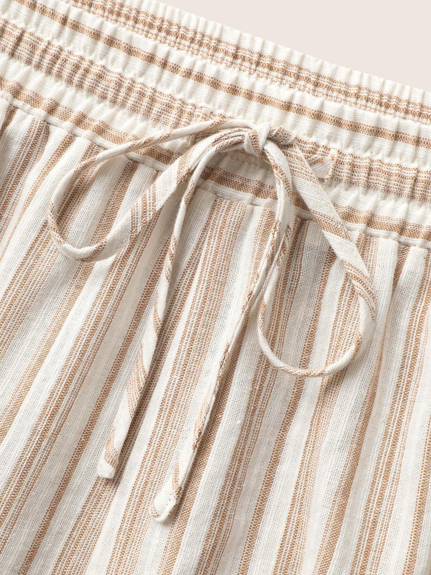 Striped Drawstring Mid Rise Wide Leg Pants - Image 7