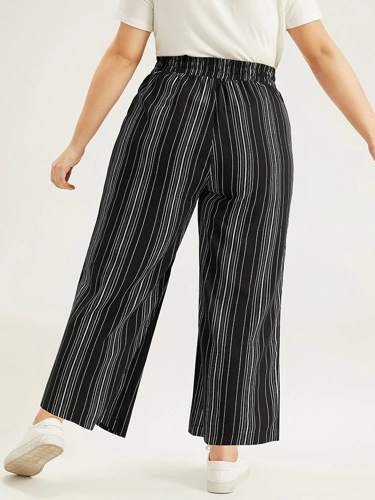 Striped Elastic Waist Straight Leg Pants - Image 5