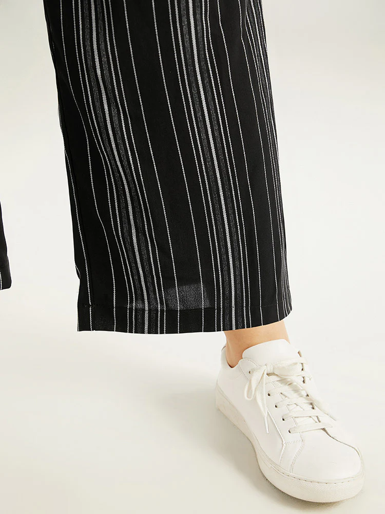 Striped Elastic Waist Straight Leg Pants - Image 7