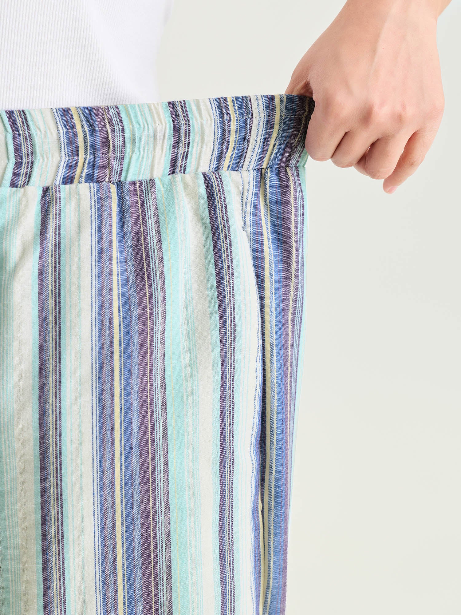 Striped Elastic Waist Wide Leg Pants - Image 4