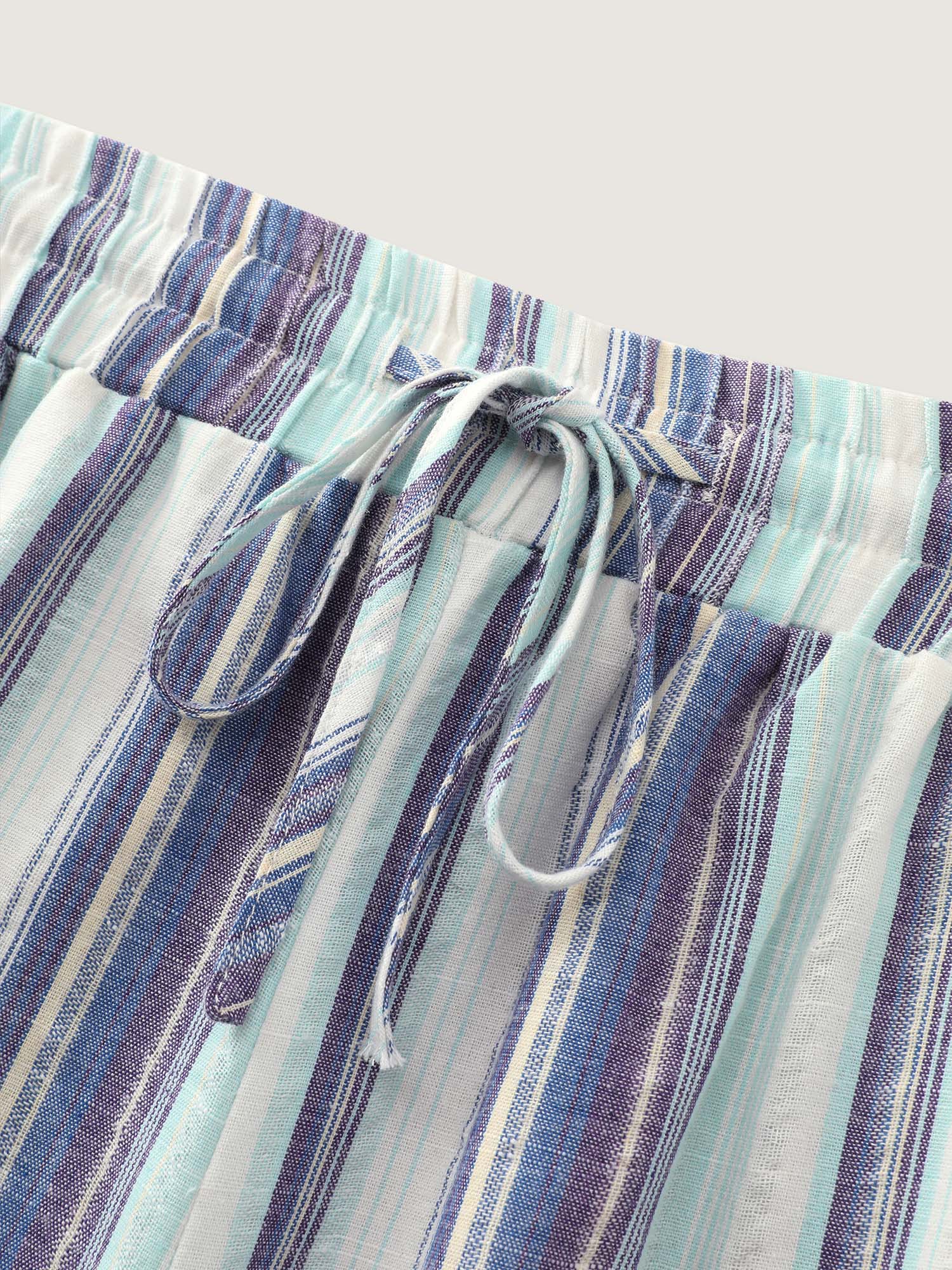Striped Elastic Waist Wide Leg Pants - Image 7