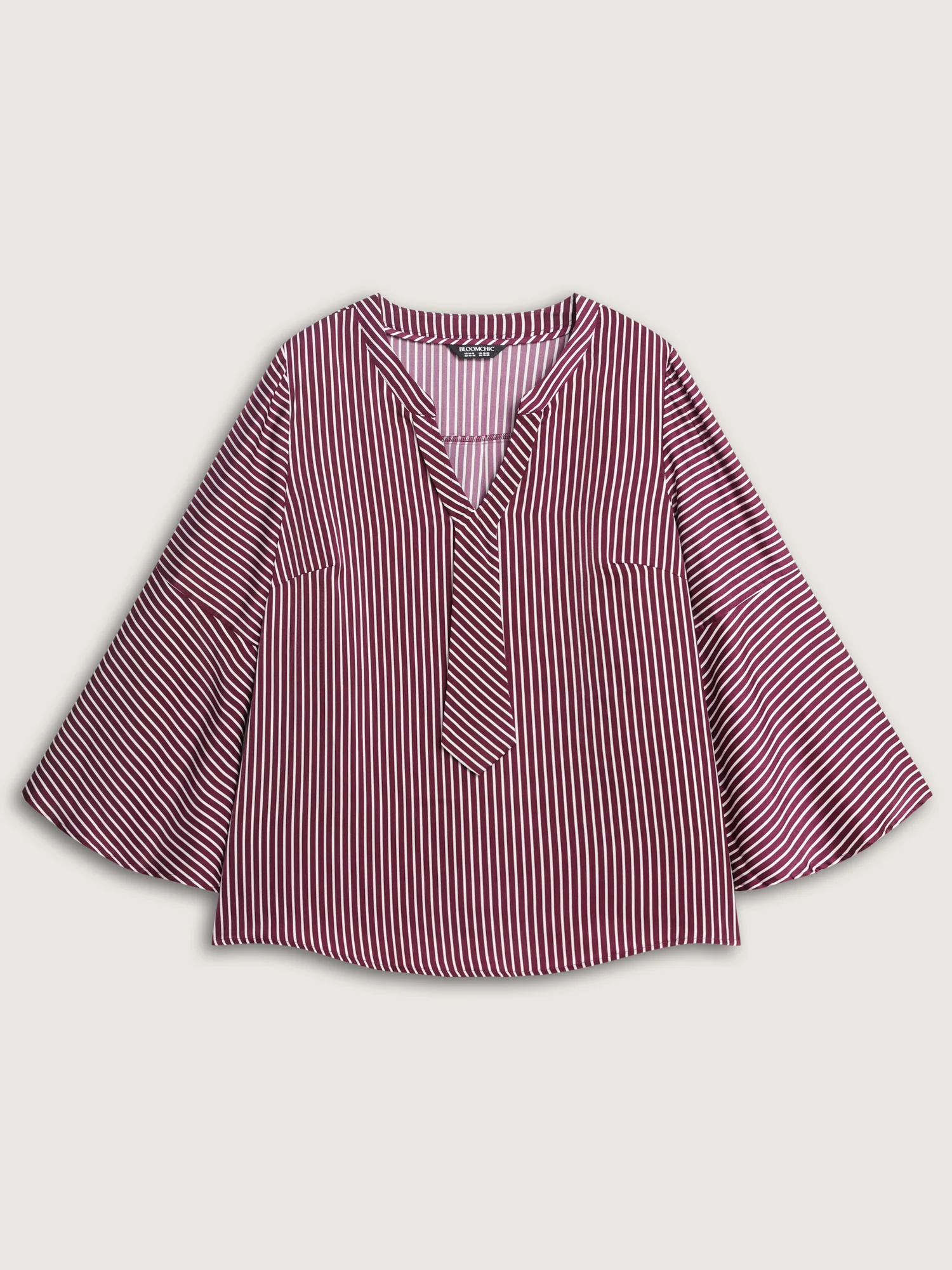 Striped Flared Sleeve Relaxed-Fit Blouse - Image 8