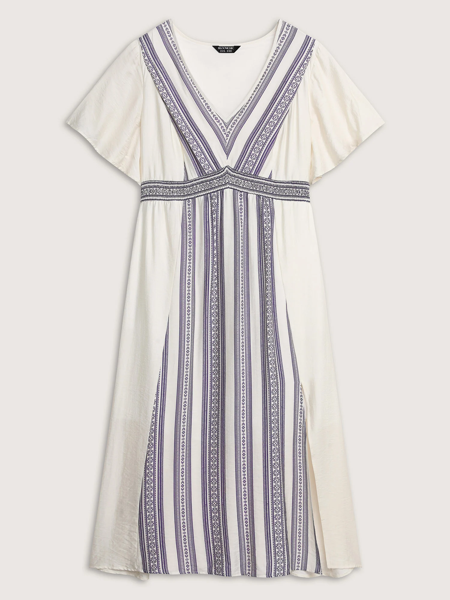 Striped Flared Sleeve V-Neck Maxi Dress - Image 7