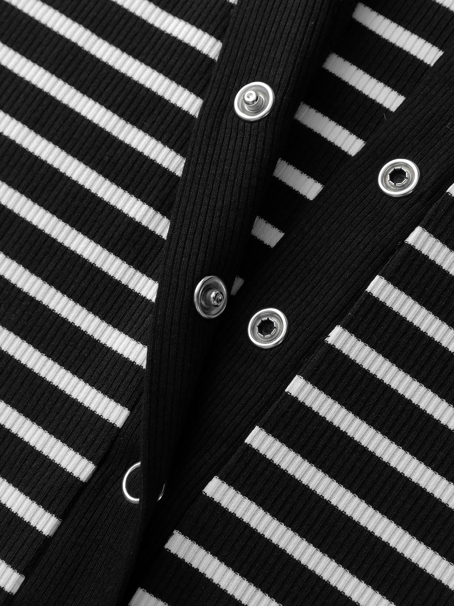Striped Half-Open Placket Pockets T-Shirt - Image 6