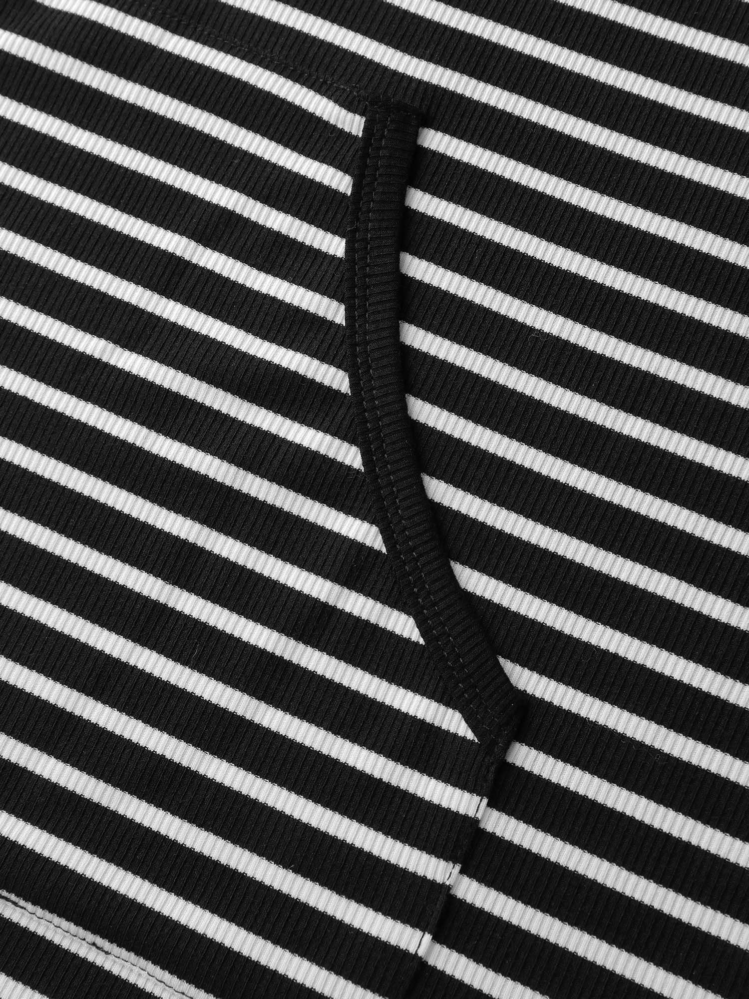 Striped Half-Open Placket Pockets T-Shirt - Image 7