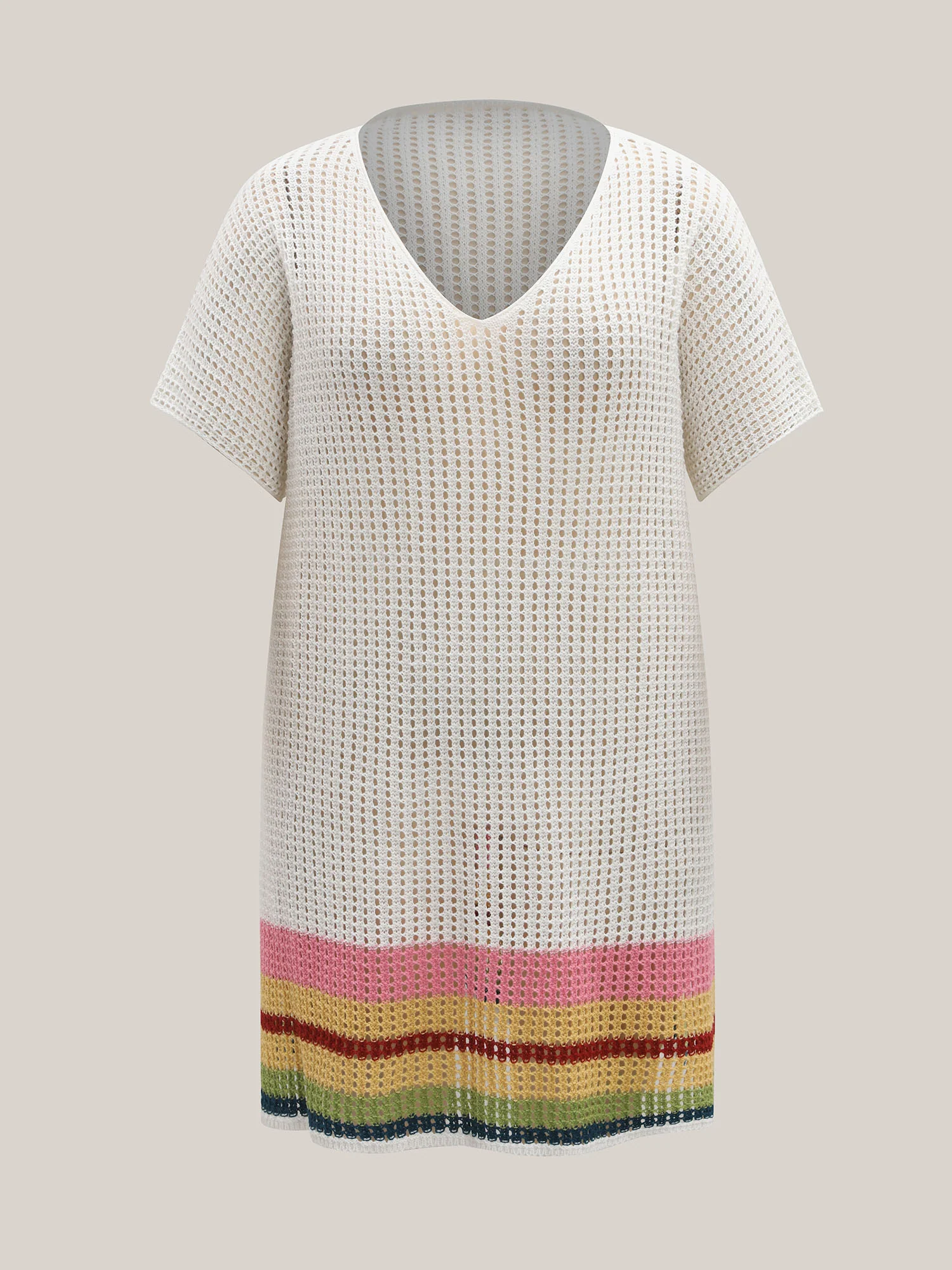 Striped Hem Cut-Out Slit Swim Cover-Up - Image 7