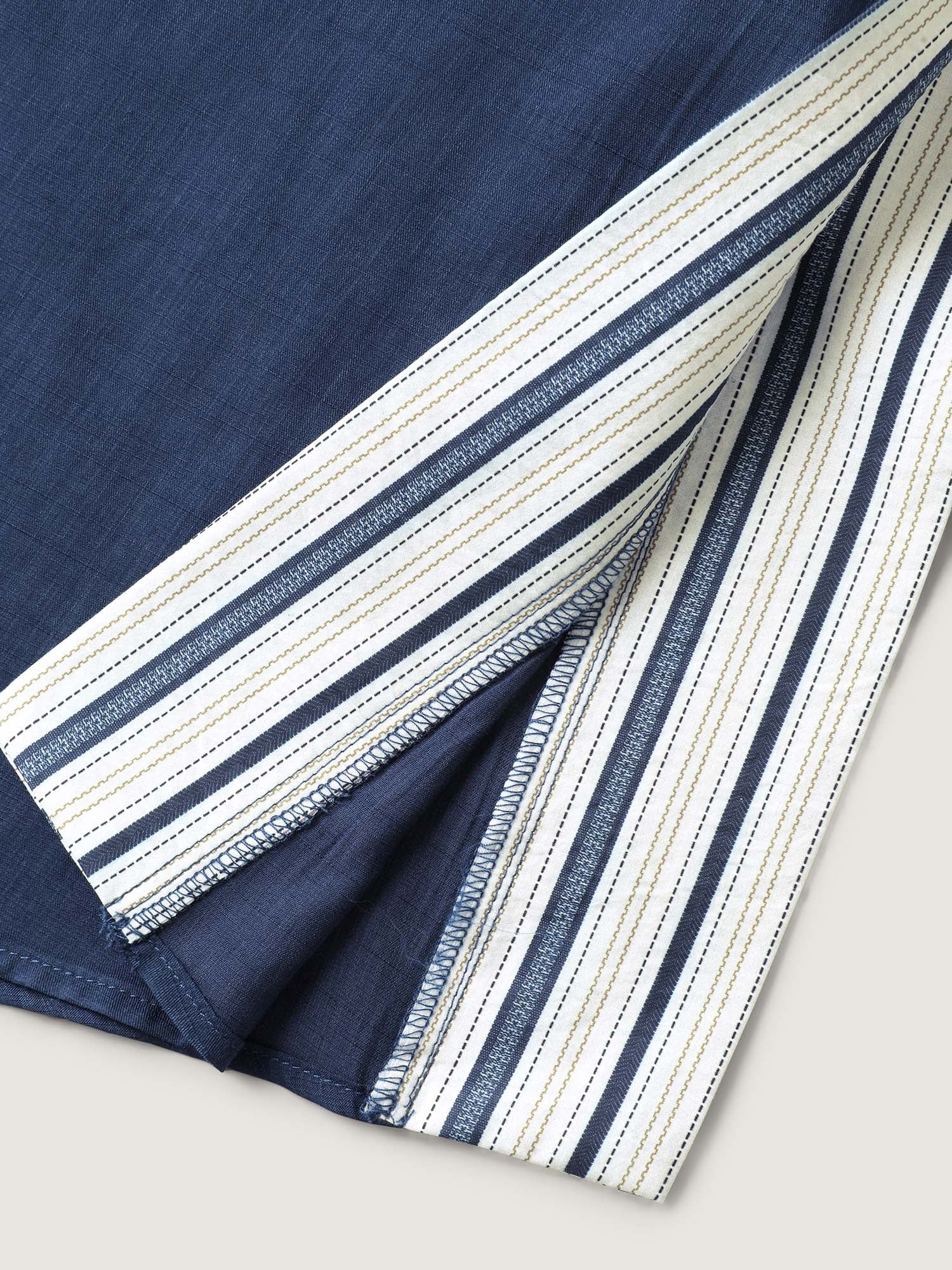 Striped Hem Tassel Solid Kimono - Image 6