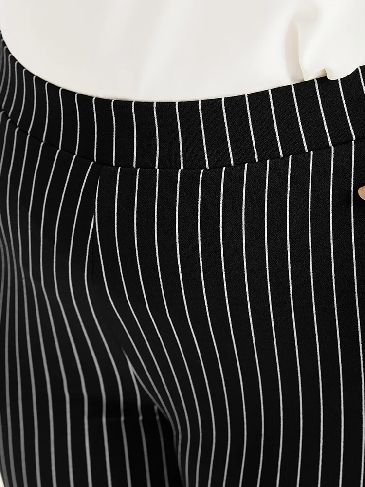 Striped High Rise Pocket Elastic Waist Skinny Pants - Image 7