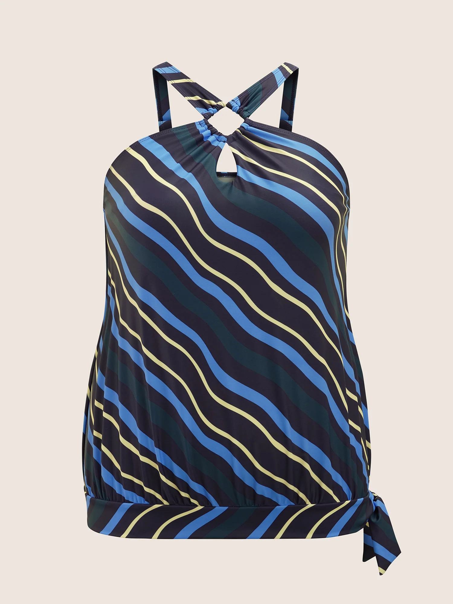 Striped Keyhole Tie Knot Swim Top - Image 7