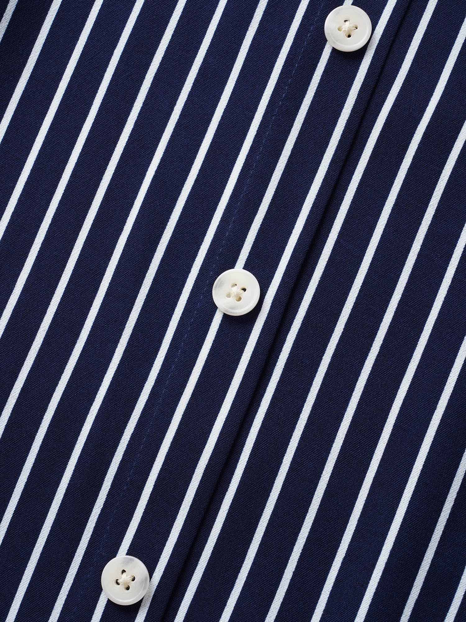 Striped Knot Sleeve Button Detail Dress - Image 5
