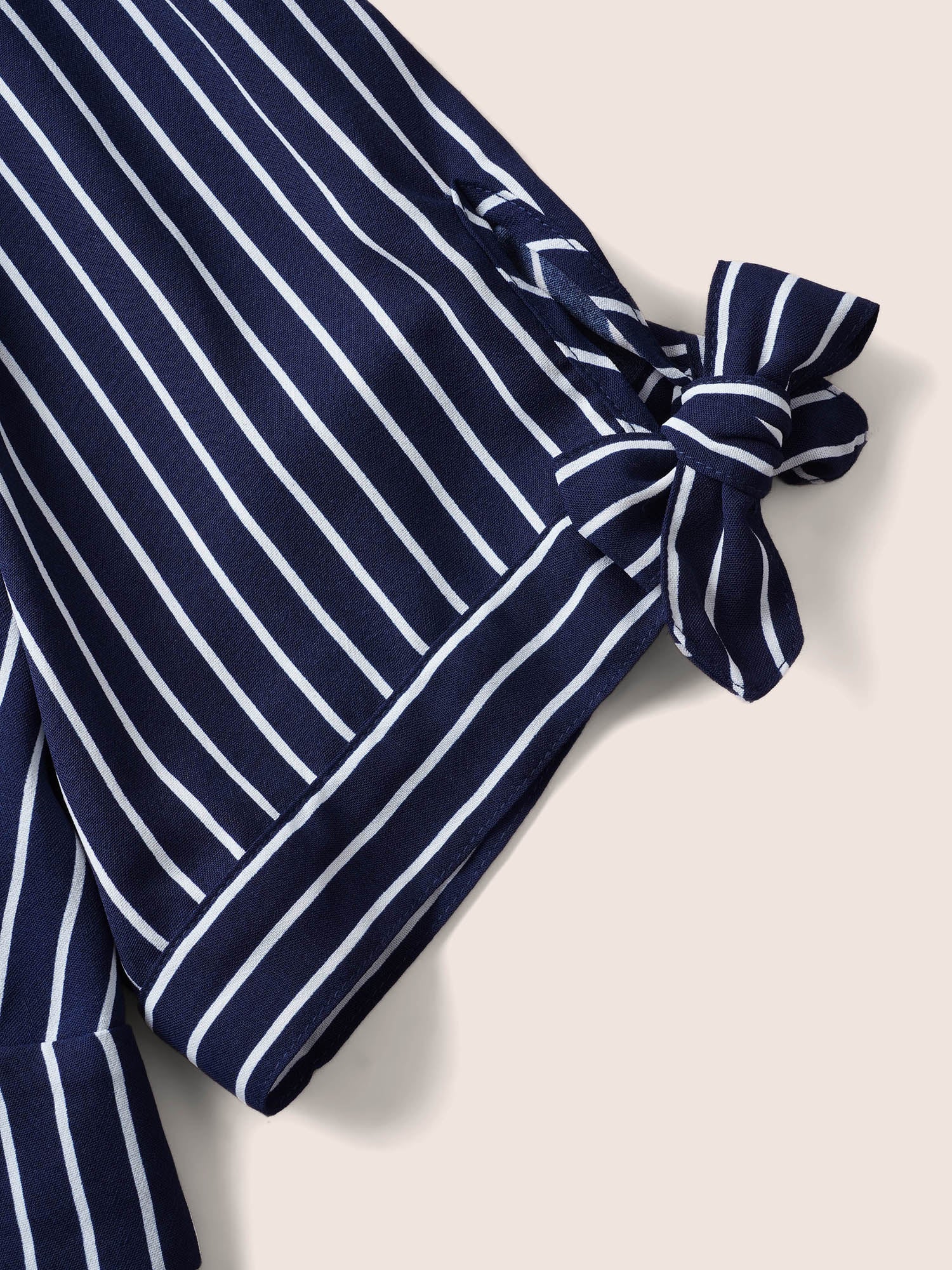 Striped Knot Sleeve Button Detail Dress - Image 6