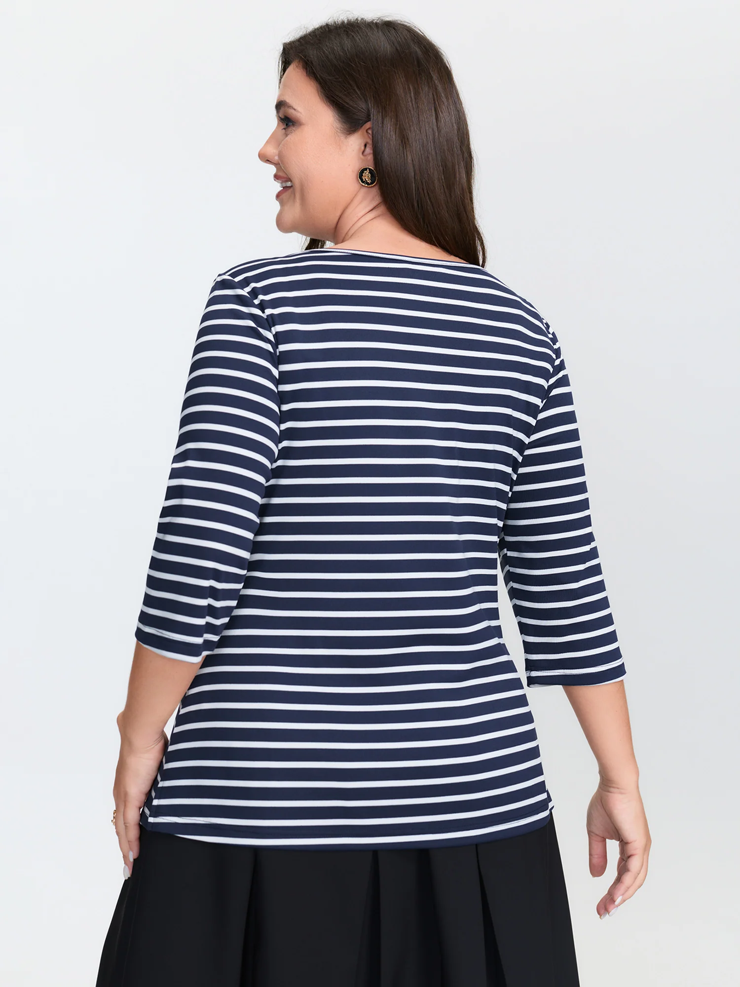 Striped Knotted Neck-Tie Knit Top - Image 5