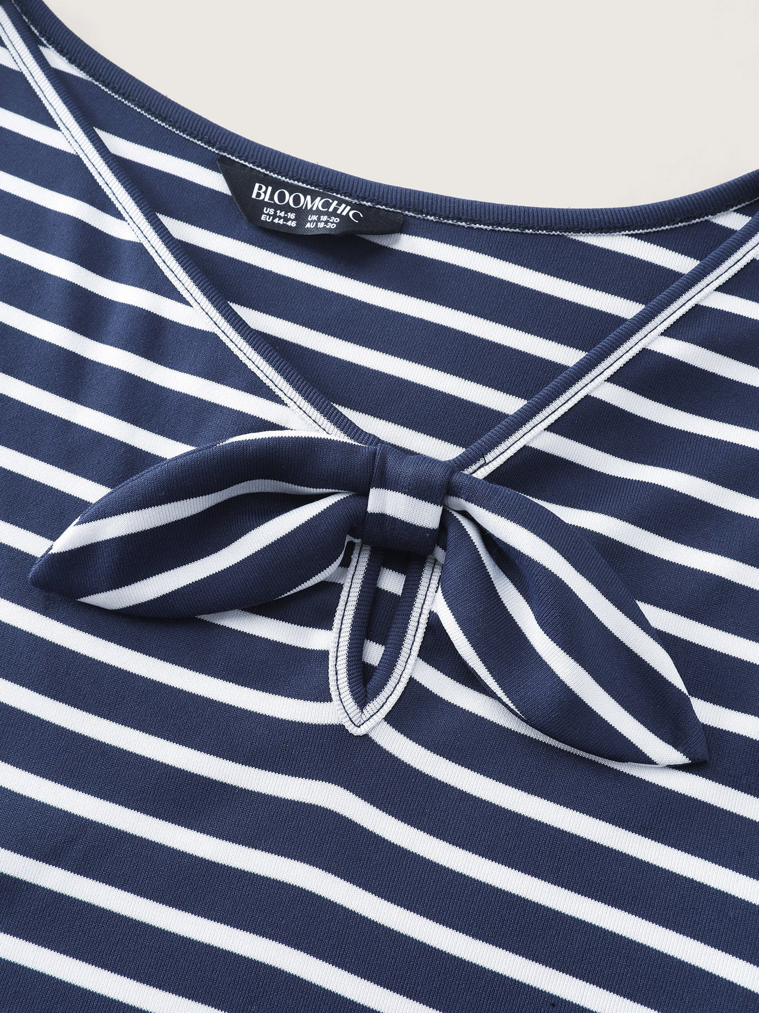 Striped Knotted Neck-Tie Knit Top - Image 6