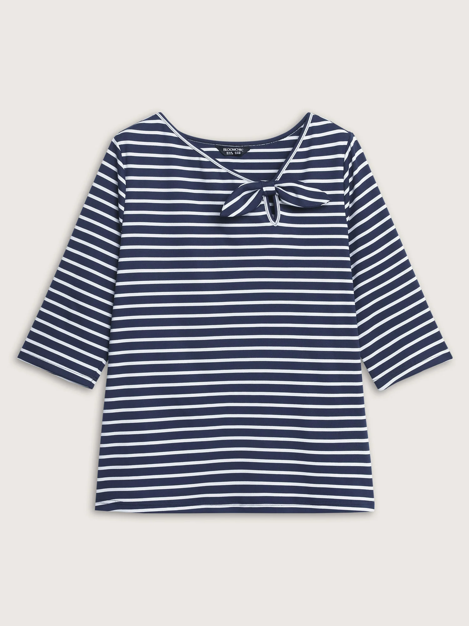 Striped Knotted Neck-Tie Knit Top - Image 8