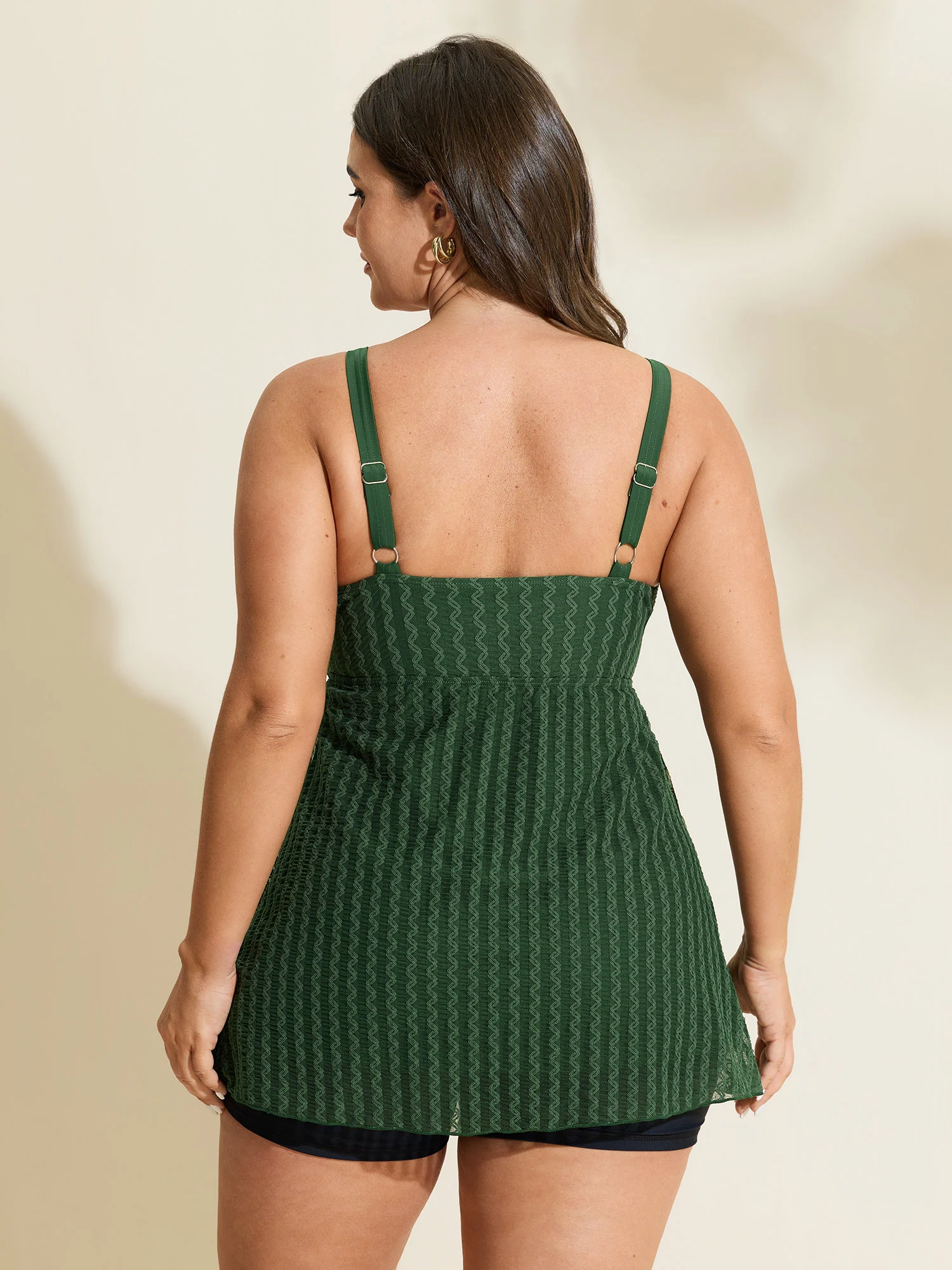 Striped Lace Mesh Twist-Front Swim Top - Image 6
