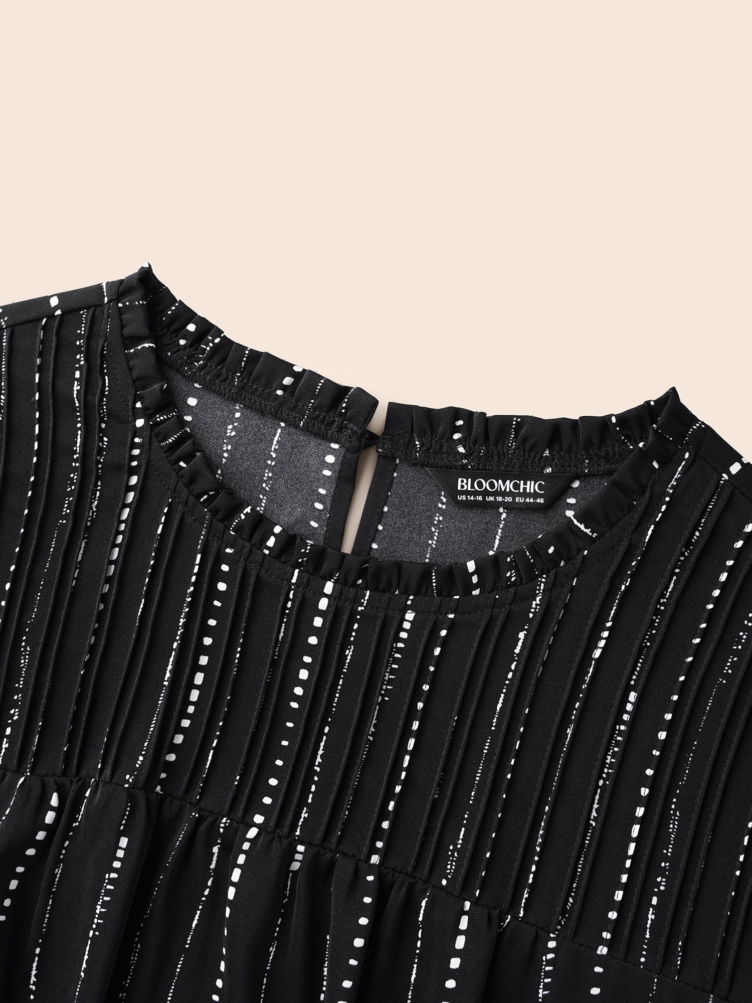 Striped Lantern Sleeve Ruffles Blouse - Image 6