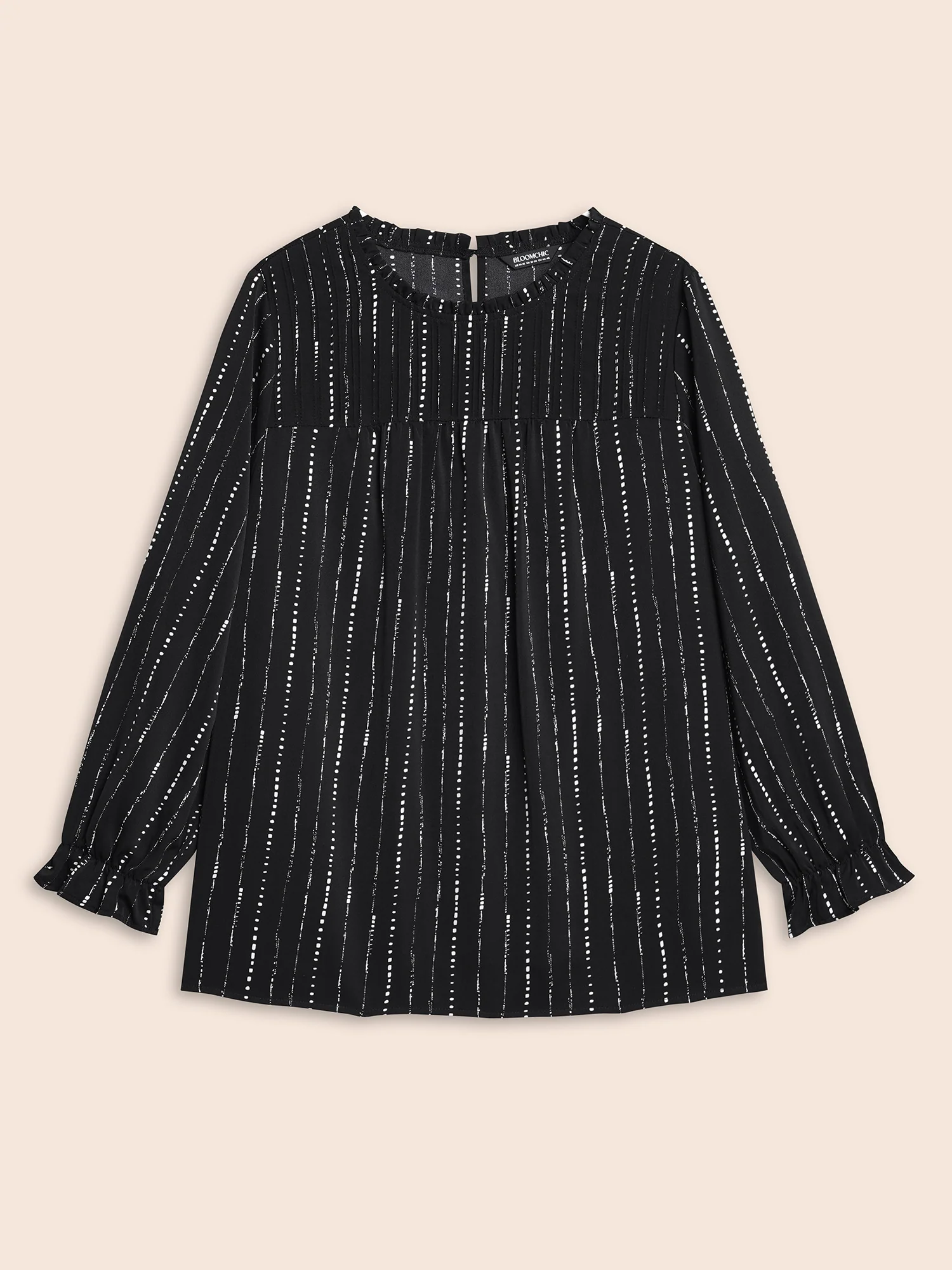 Striped Lantern Sleeve Ruffles Blouse - Image 8