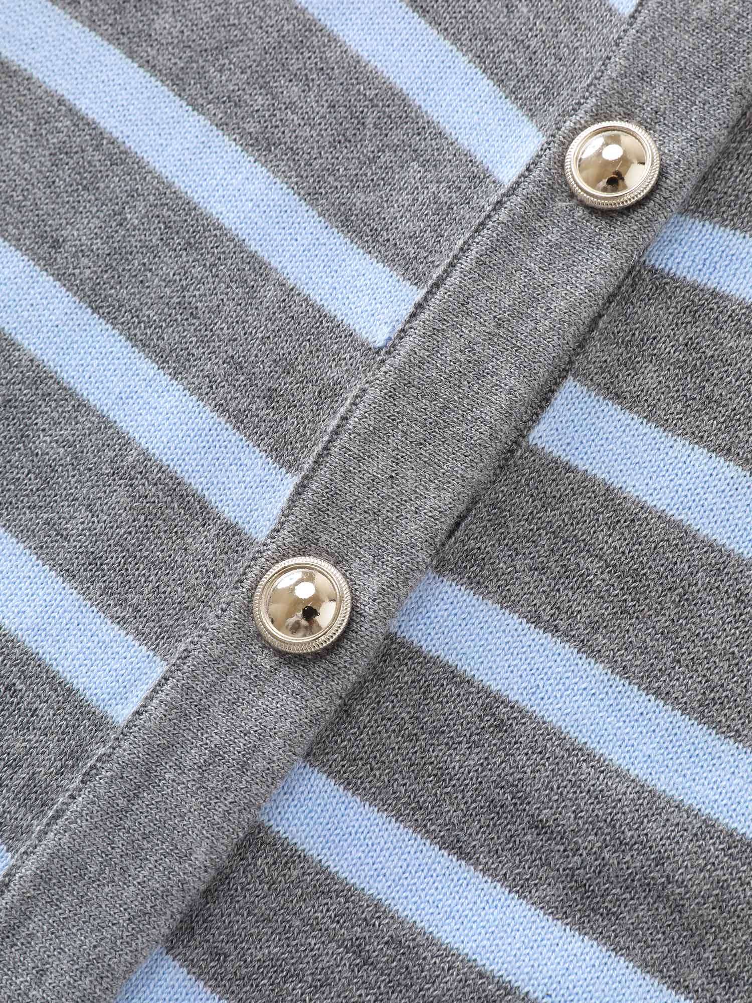Striped Metallic Button Knit Cardigan - Image 6