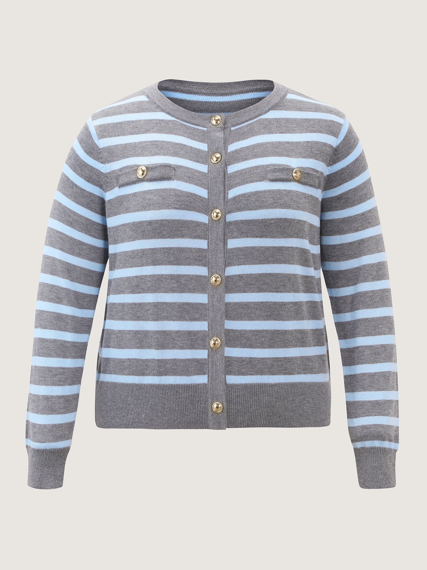 Striped Metallic Button Knit Cardigan - Image 8
