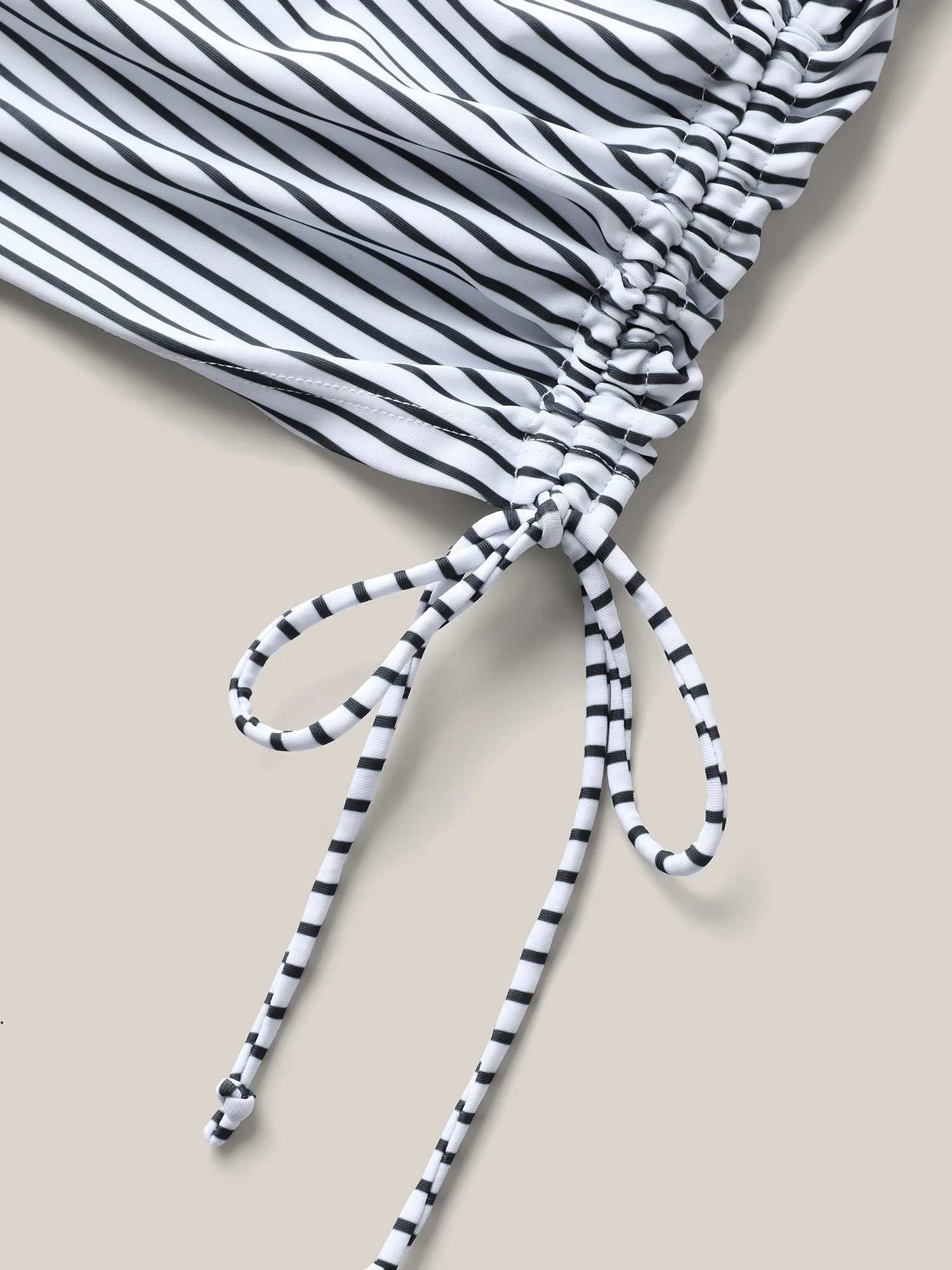 Striped Non-Removable Cups Swim Top - Image 12