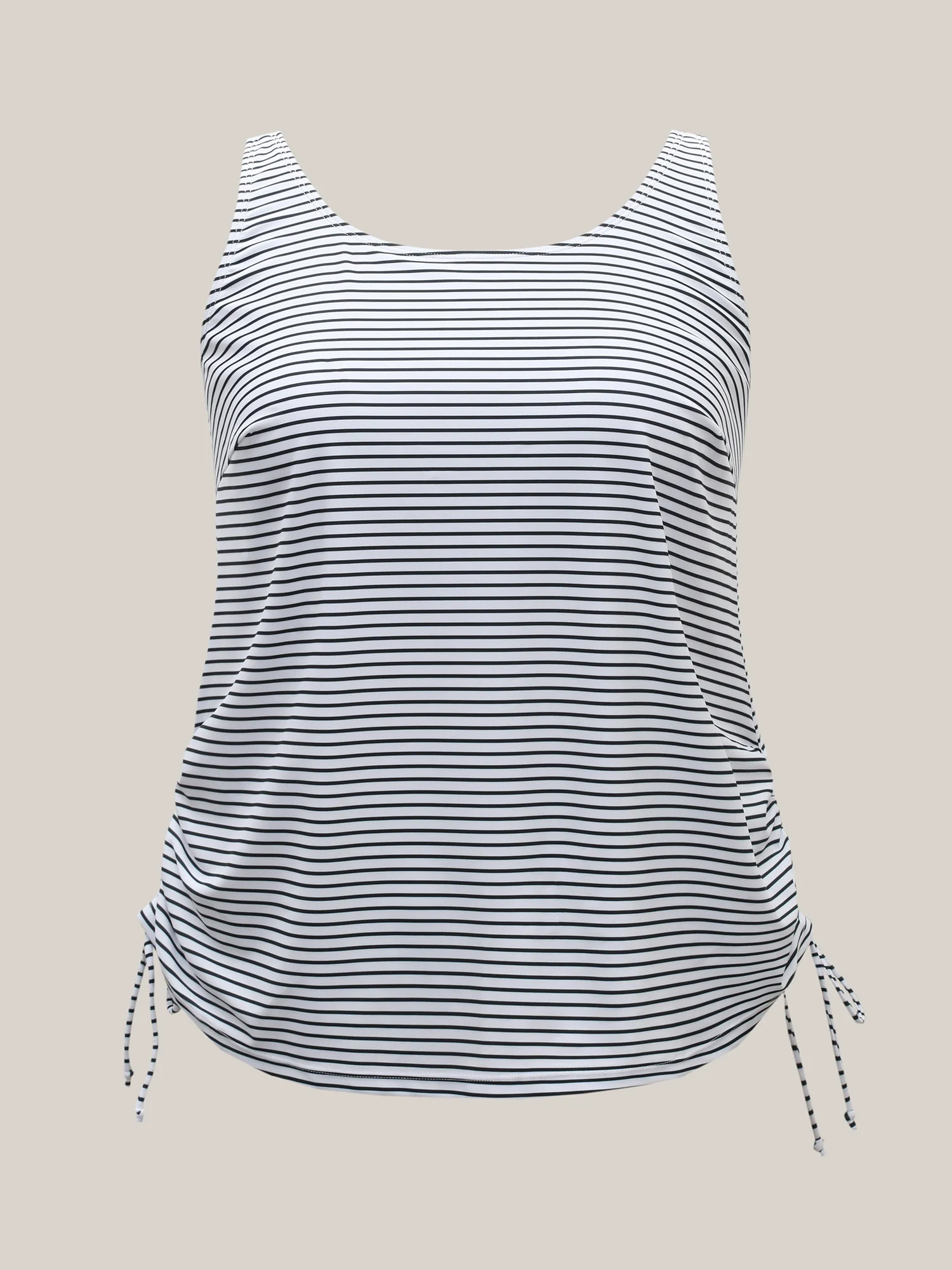 Striped Non-Removable Cups Swim Top - Image 14