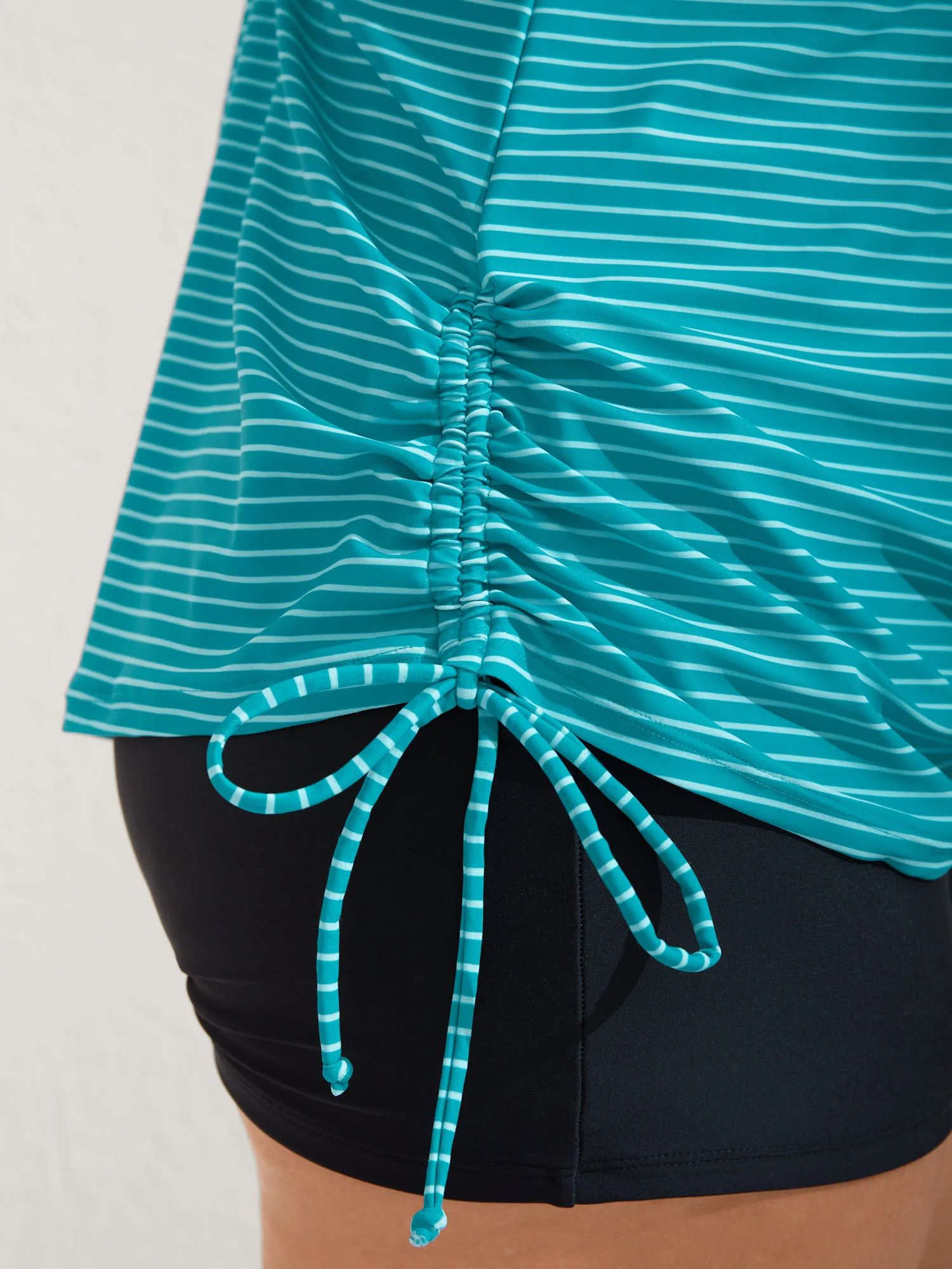 Striped Non-Removable Cups Swim Top - Image 16