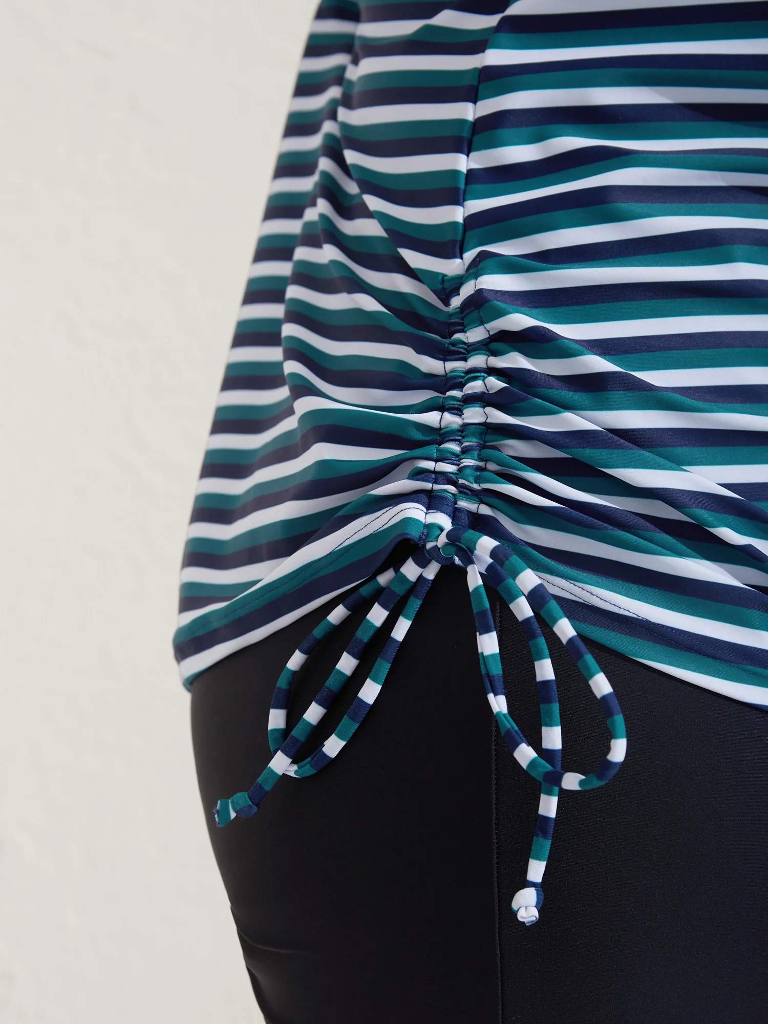 Striped Non-Removable Cups Swim Top - Image 20