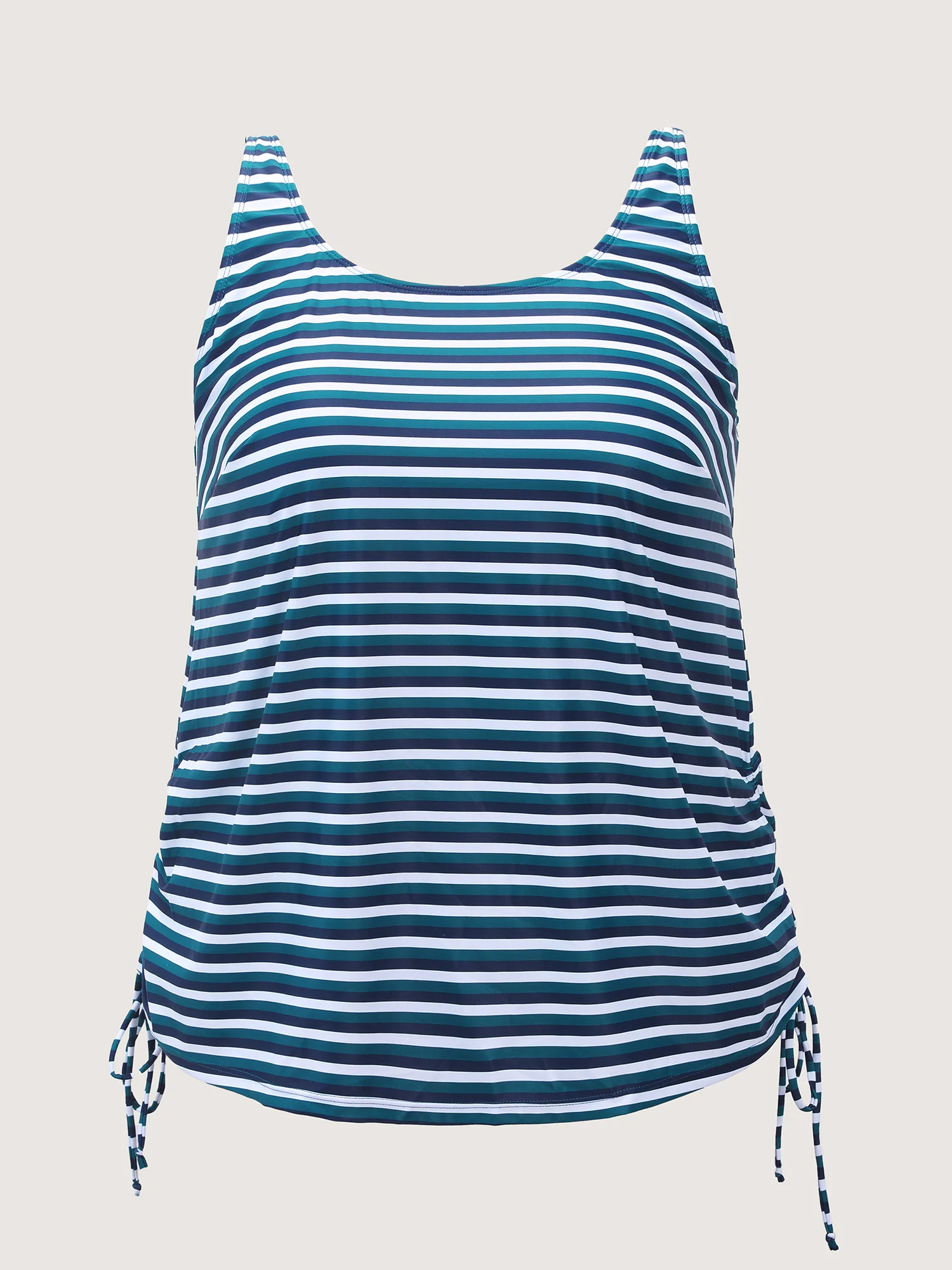 Striped Non-Removable Cups Swim Top - Image 25