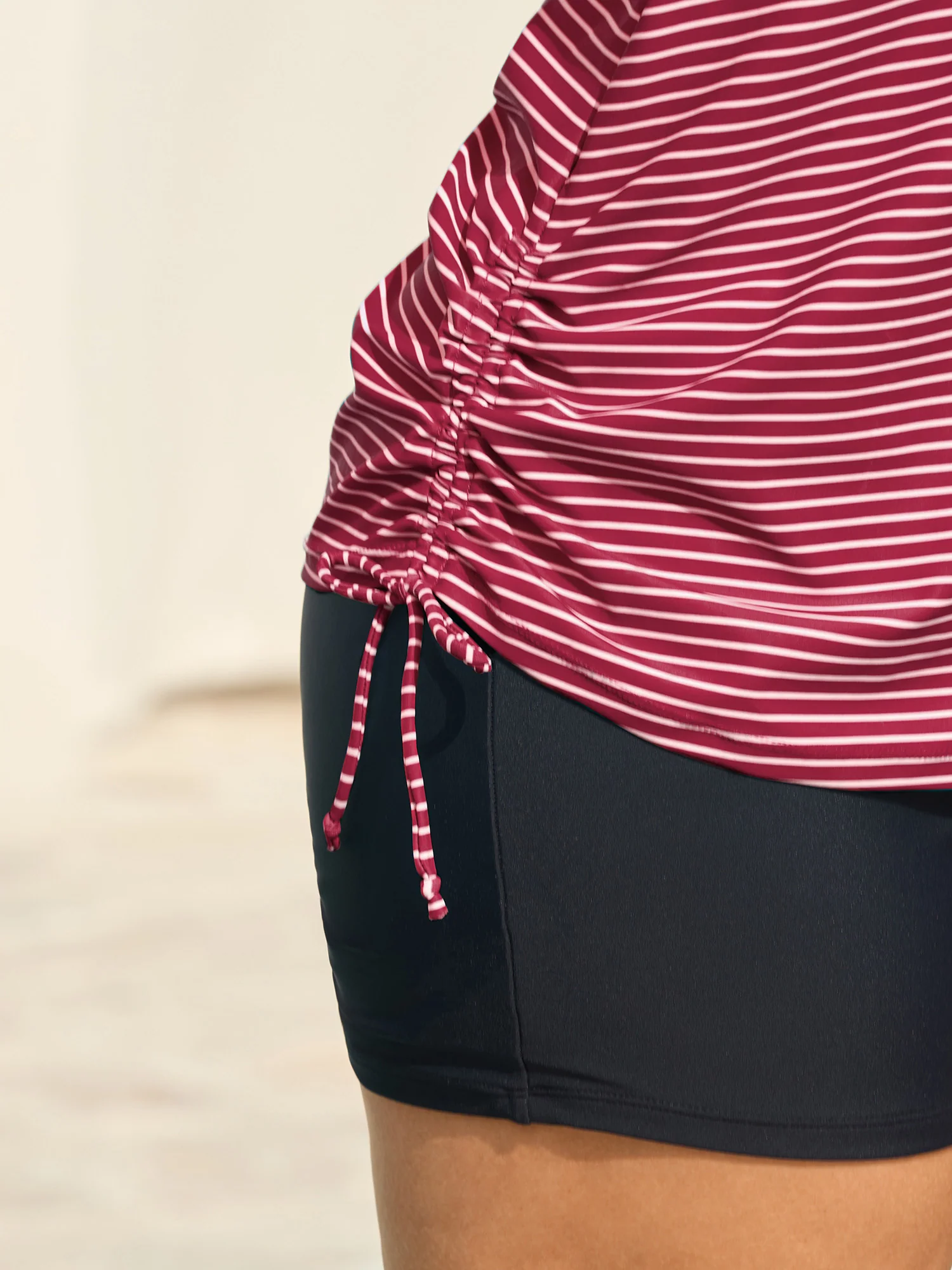 Striped Non-Removable Cups Swim Top - Image 28