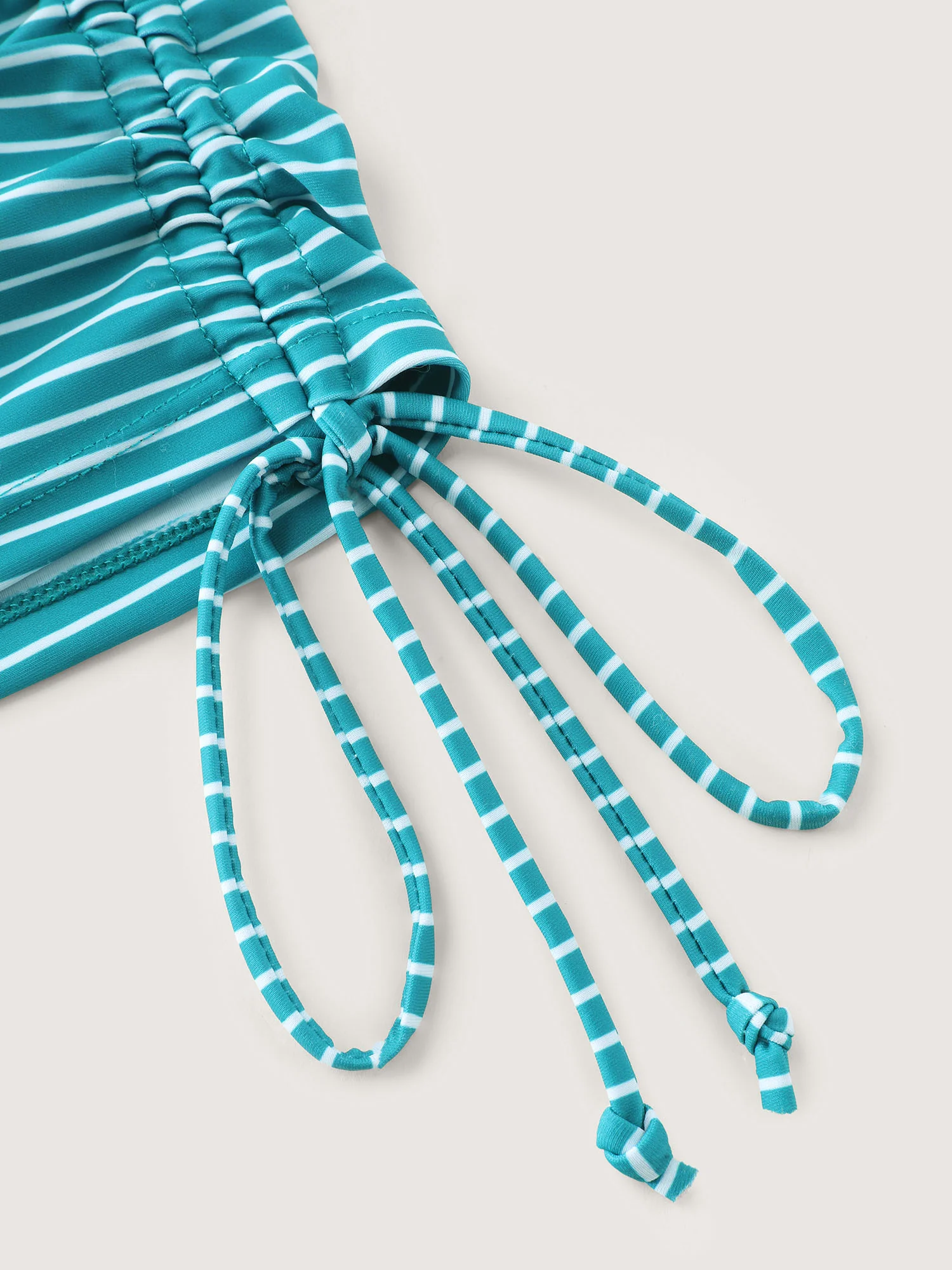 Striped Non-Removable Cups Swim Top - Image 40