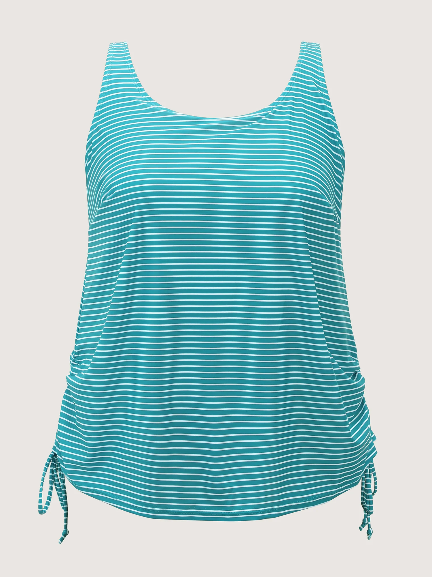 Striped Non-Removable Cups Swim Top - Image 42