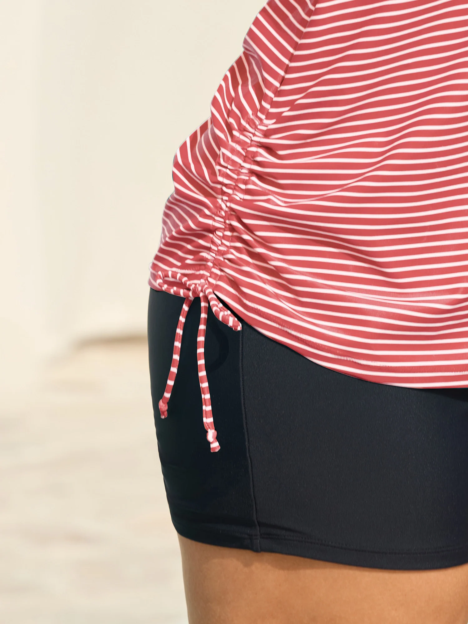 Striped Non-Removable Cups Swim Top - Image 61