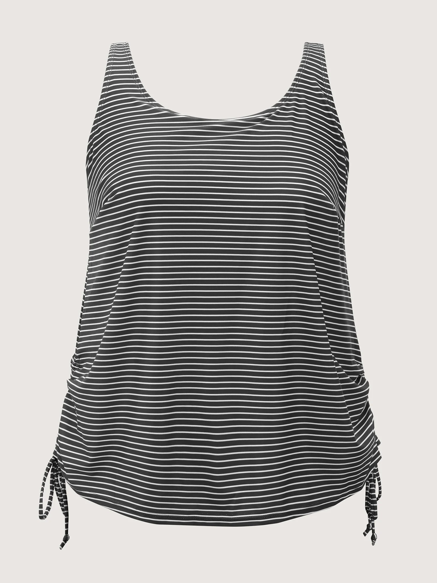 Striped Non-Removable Cups Swim Top - Image 7