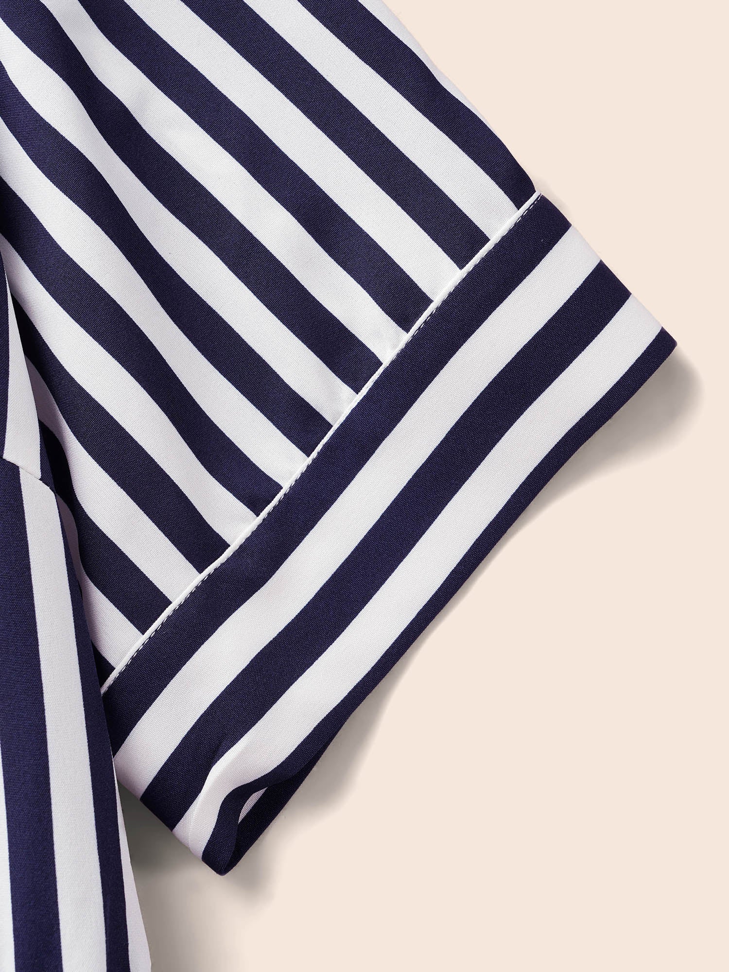 Striped Notched Button Detail Midi Dress - Image 6