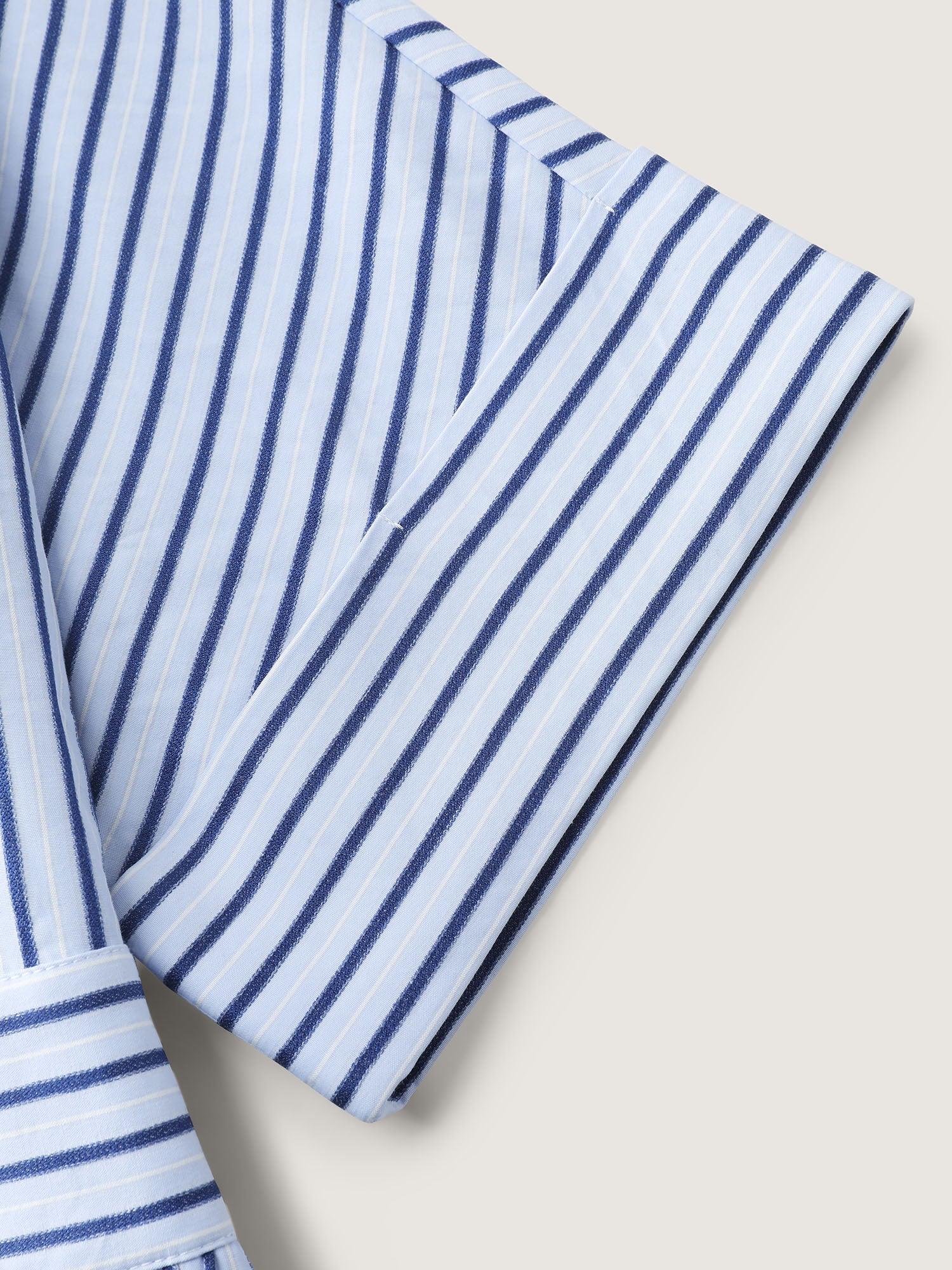 Striped Notched Lapel Collar Midi Dress - Image 5