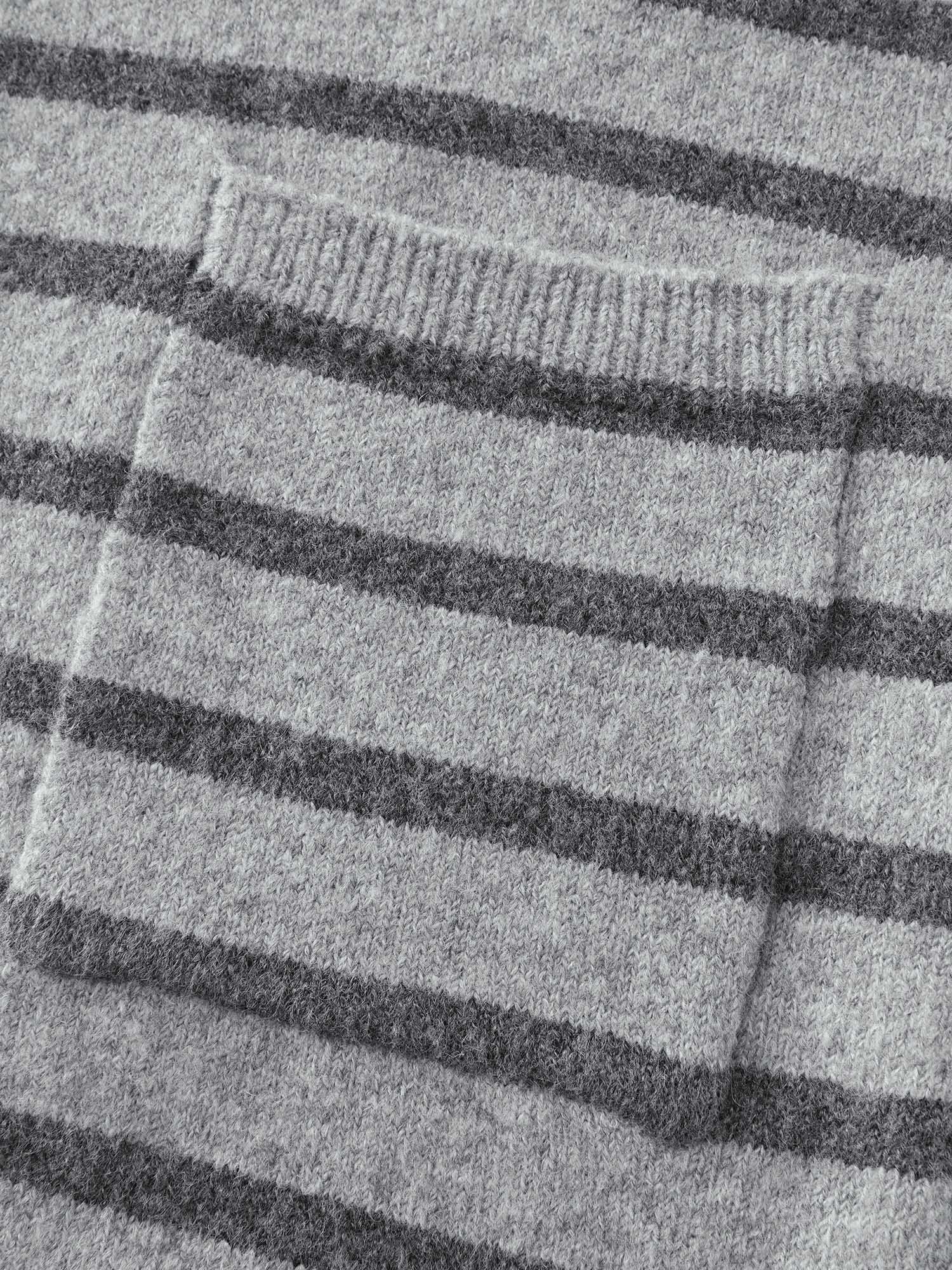 Striped Open-Front Knit Cardigan - Image 6