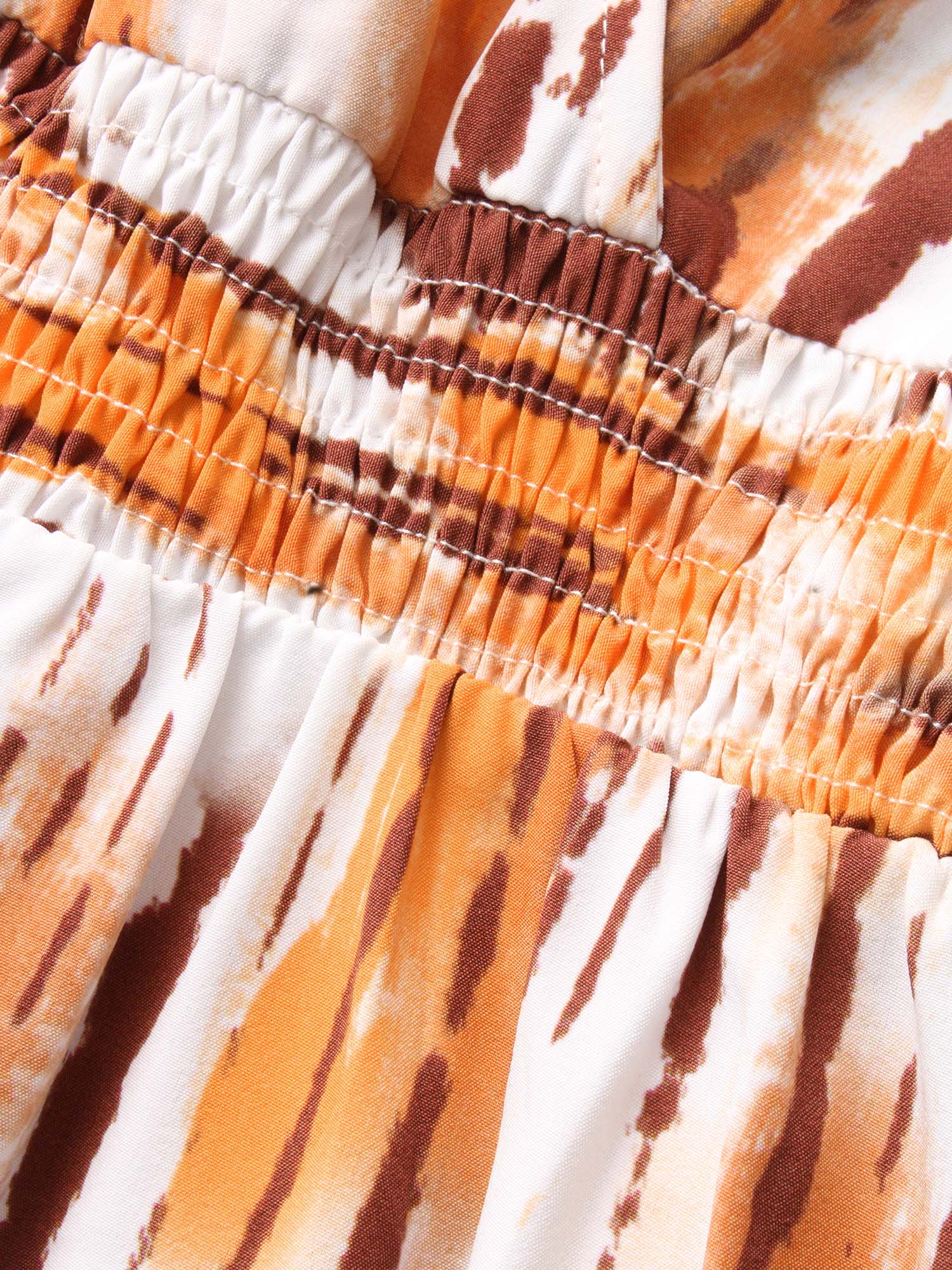 Striped Overlap Collar Shirred Maxi Dress - Image 5