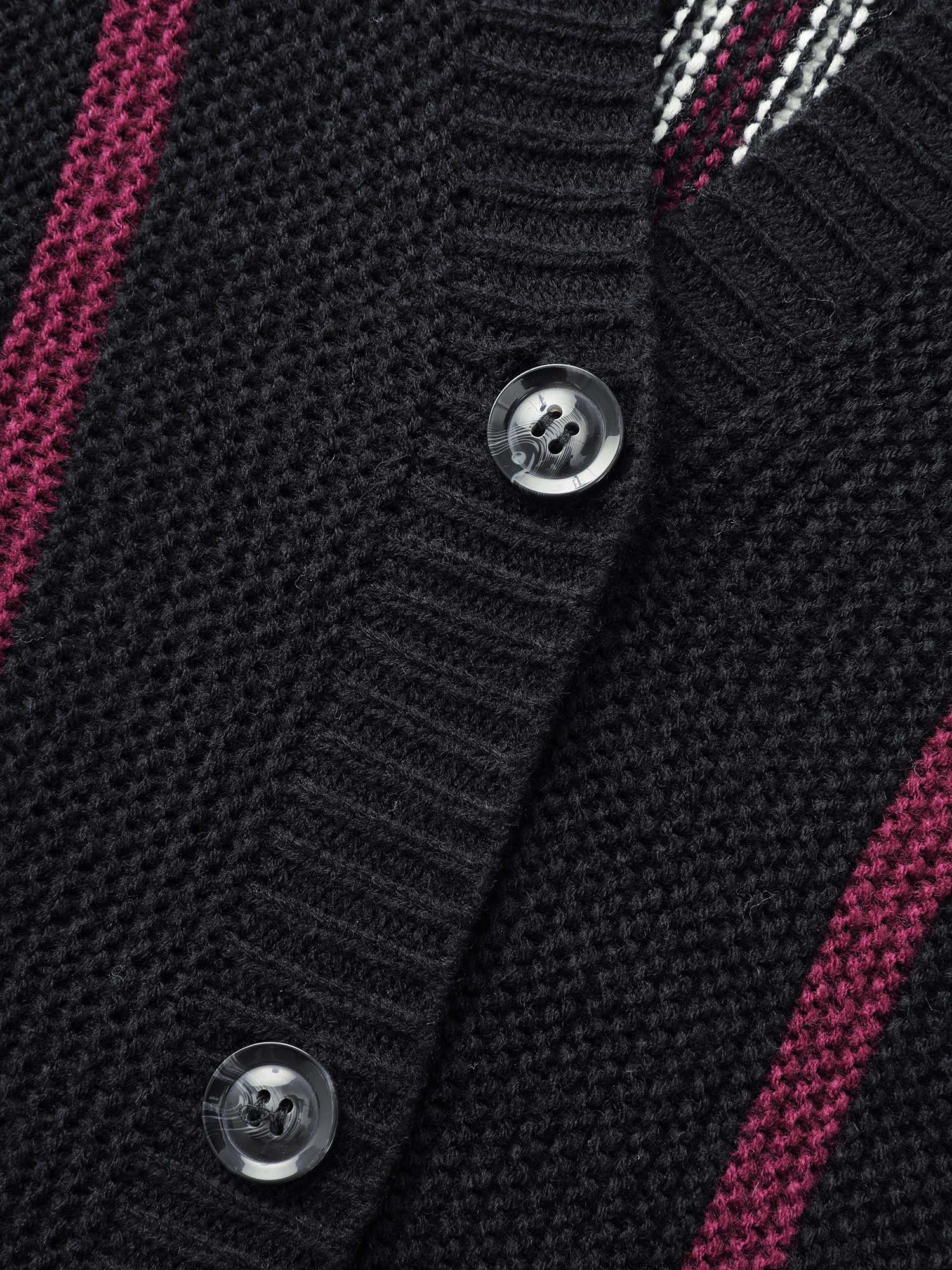Striped Patched Pocket Drop Shoulder Cardigan - Image 7