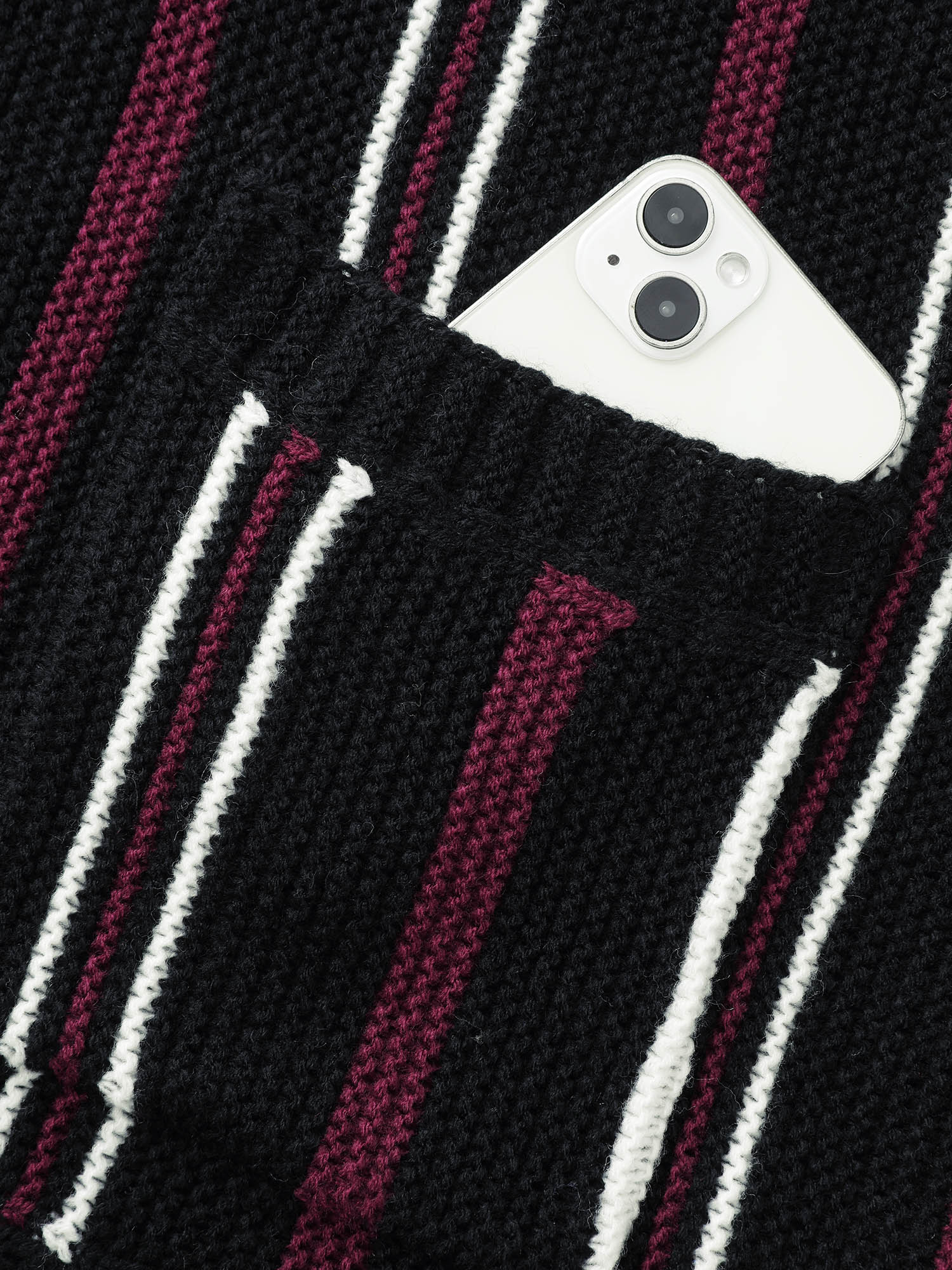Striped Patched Pocket Drop Shoulder Cardigan - Image 8