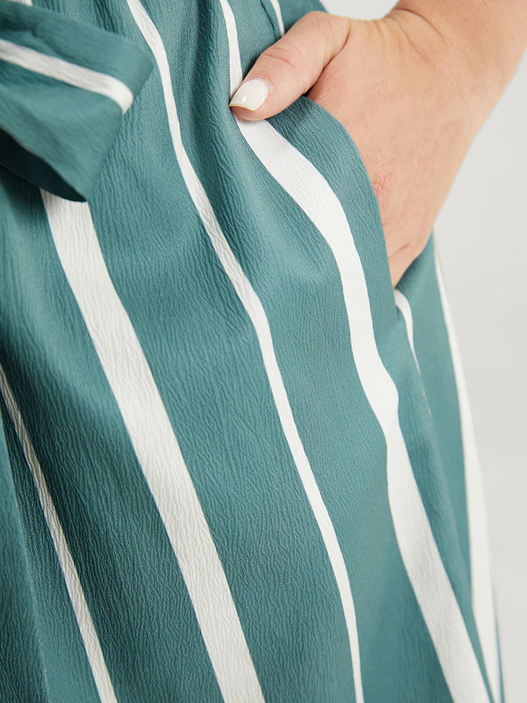 Striped Patchwork Belt Pocket Cami Romper - Image 9