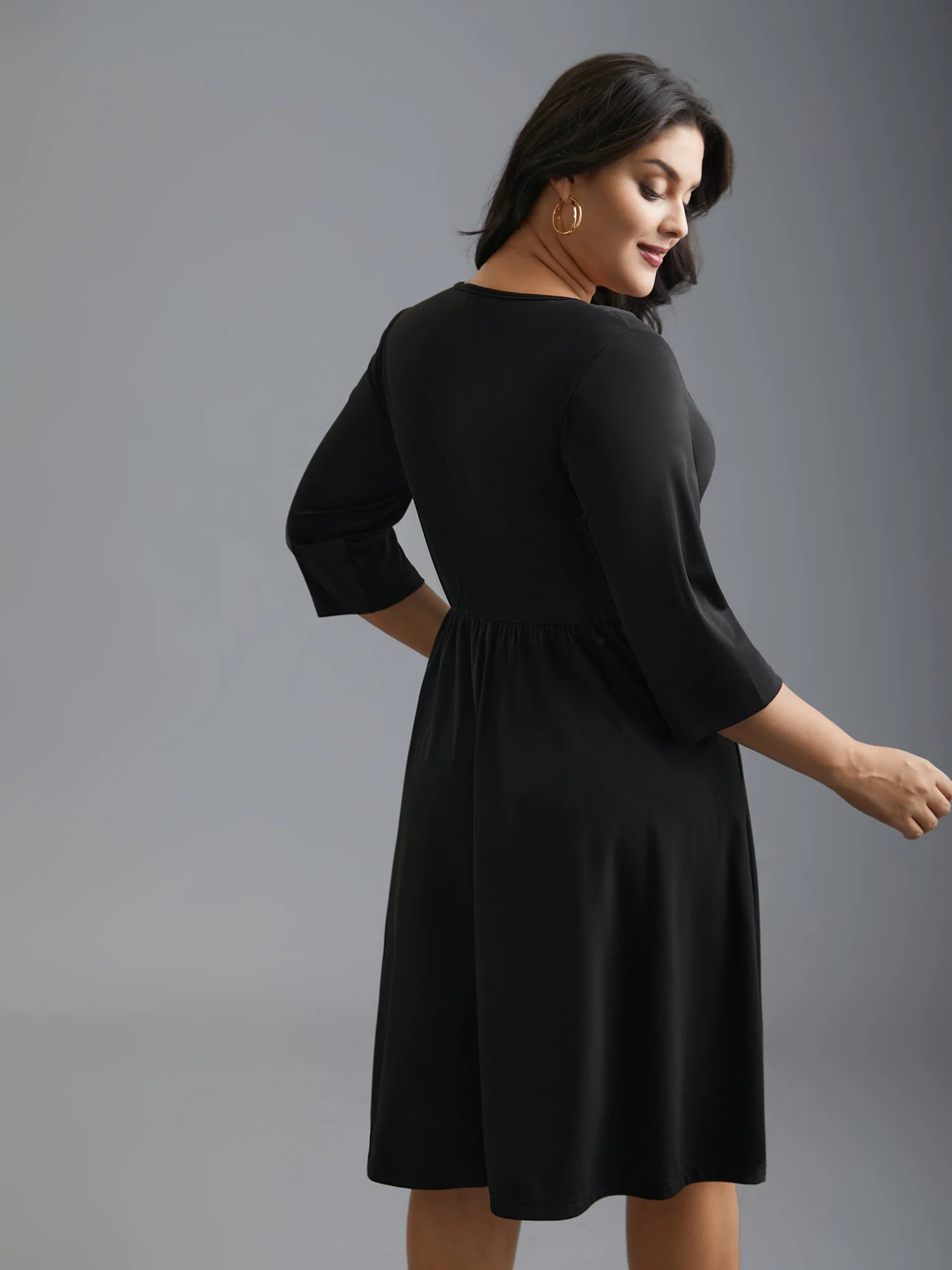 Striped Patchwork Contrast Knit Dress - Image 4