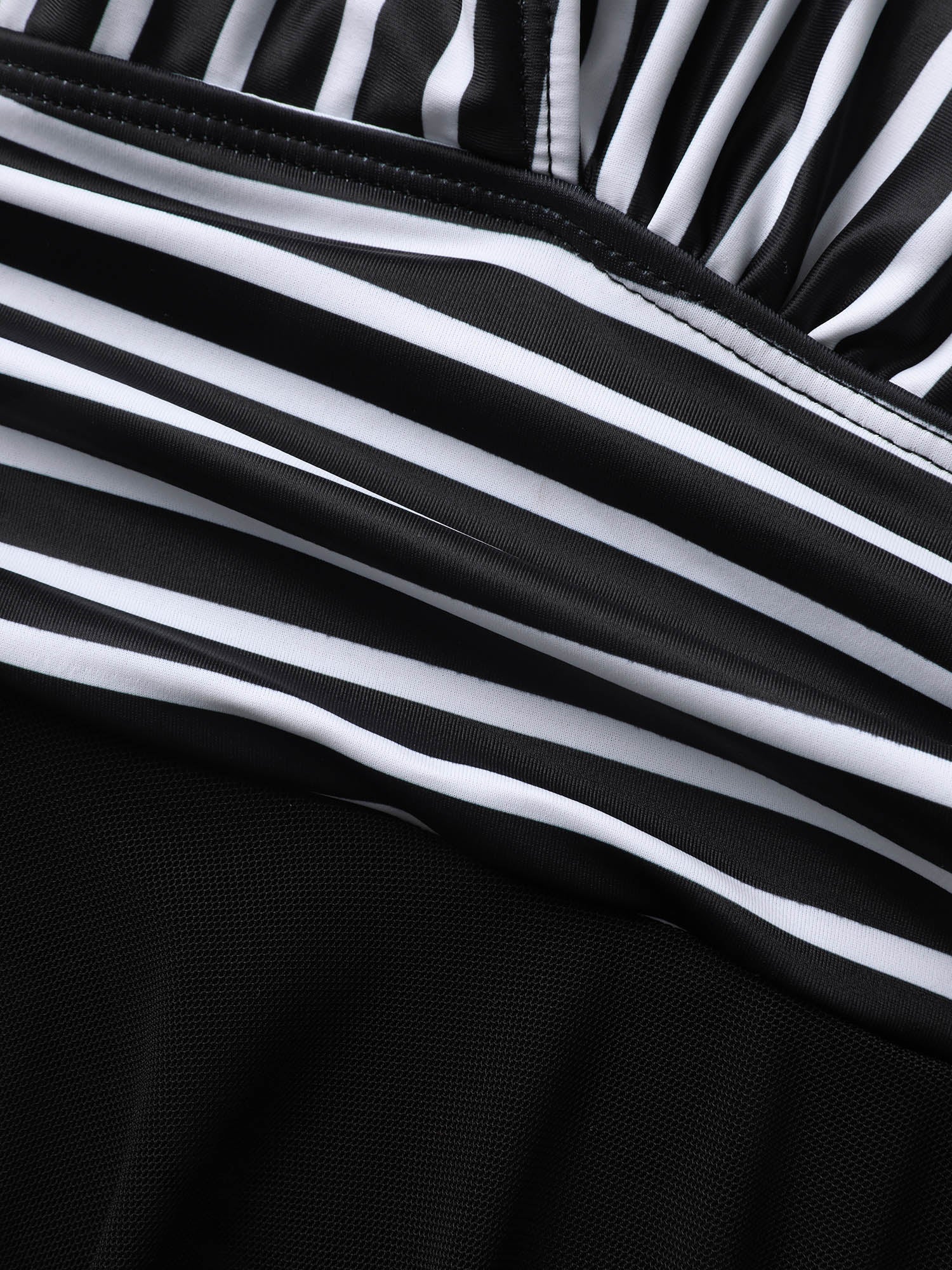 Striped Patchwork Mesh Tie Knot Swim Dress - Image 5
