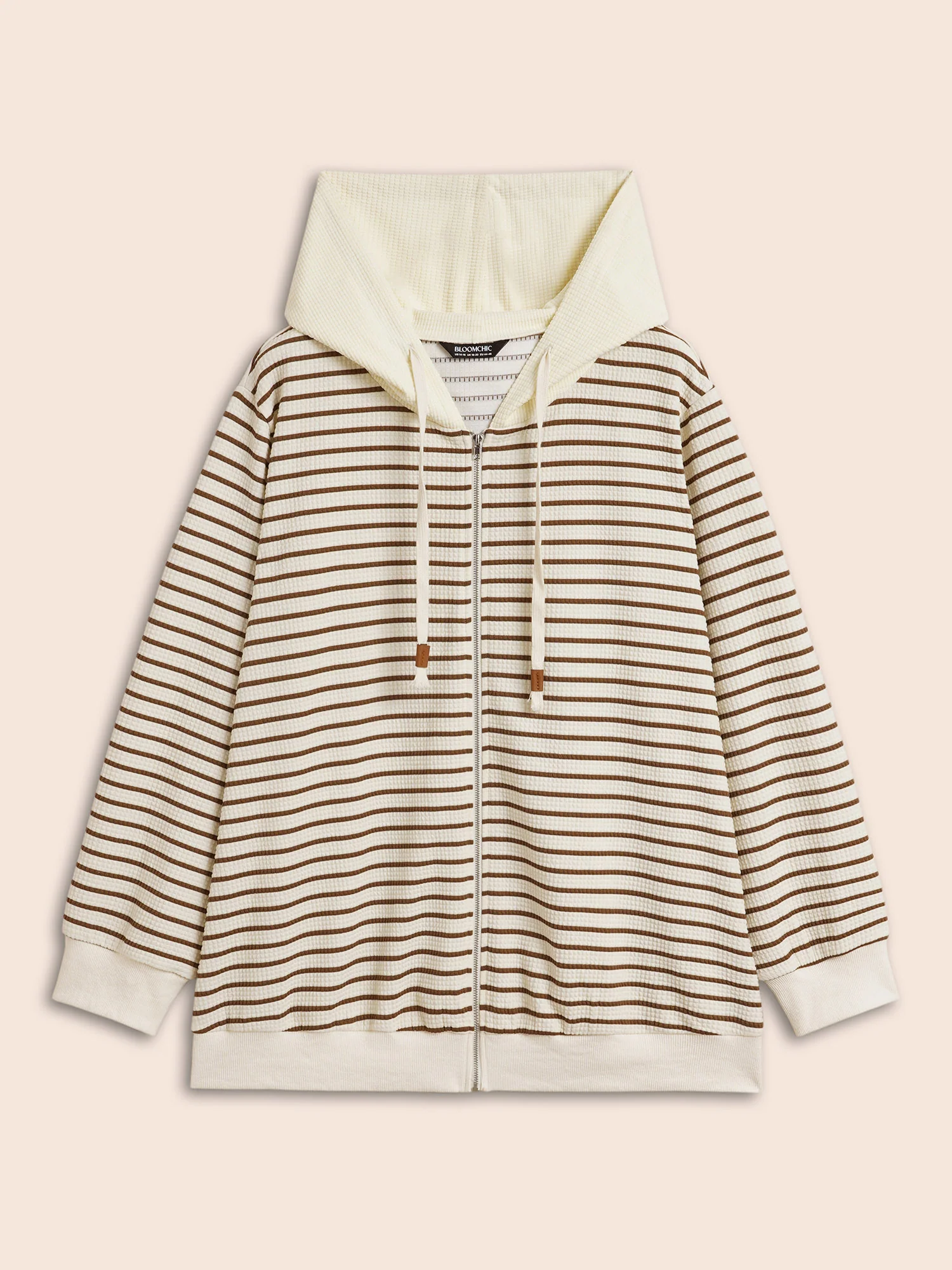 Striped Patchwork Texture Hooded Sweatshirt - Image 9
