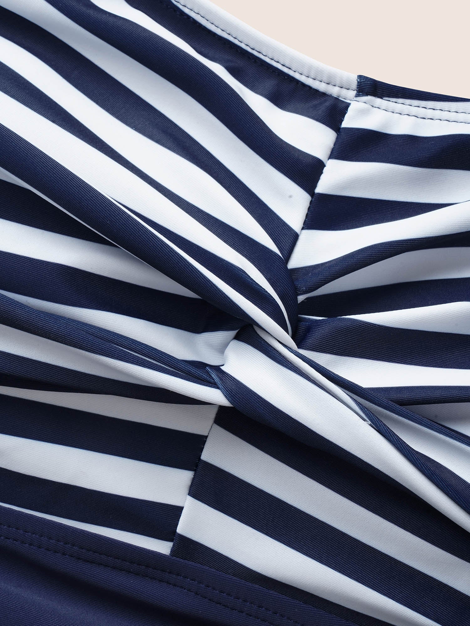 Striped Patchwork Twist Front One Piece Swimsuit - Image 5